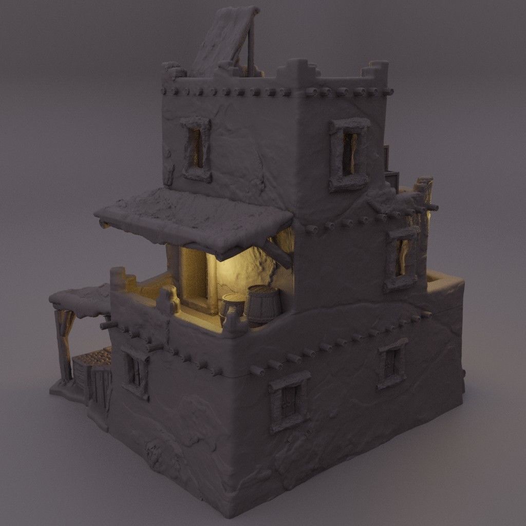 Arabian Merchant House Tabletop Terrain 28 MM 3D print model_2