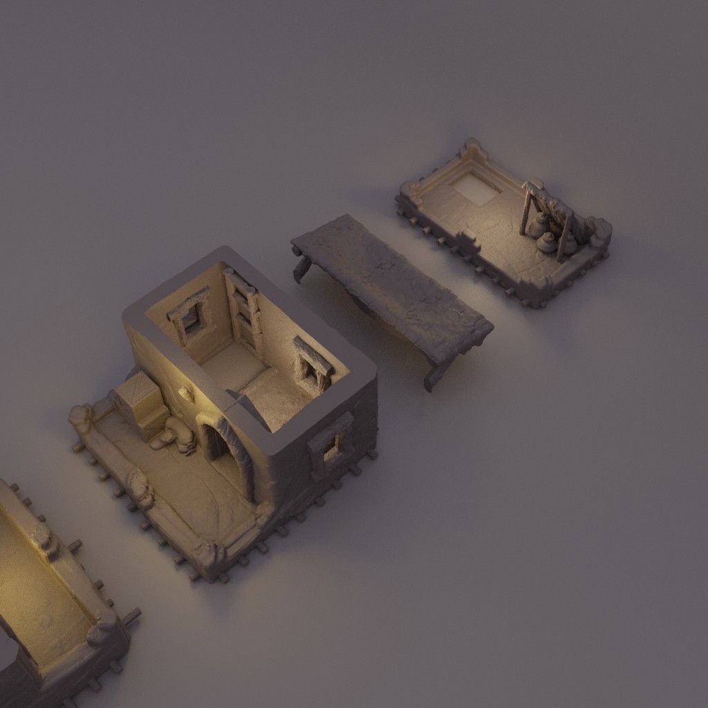 Arabian Merchant House Tabletop Terrain 28 MM 3D print model_7