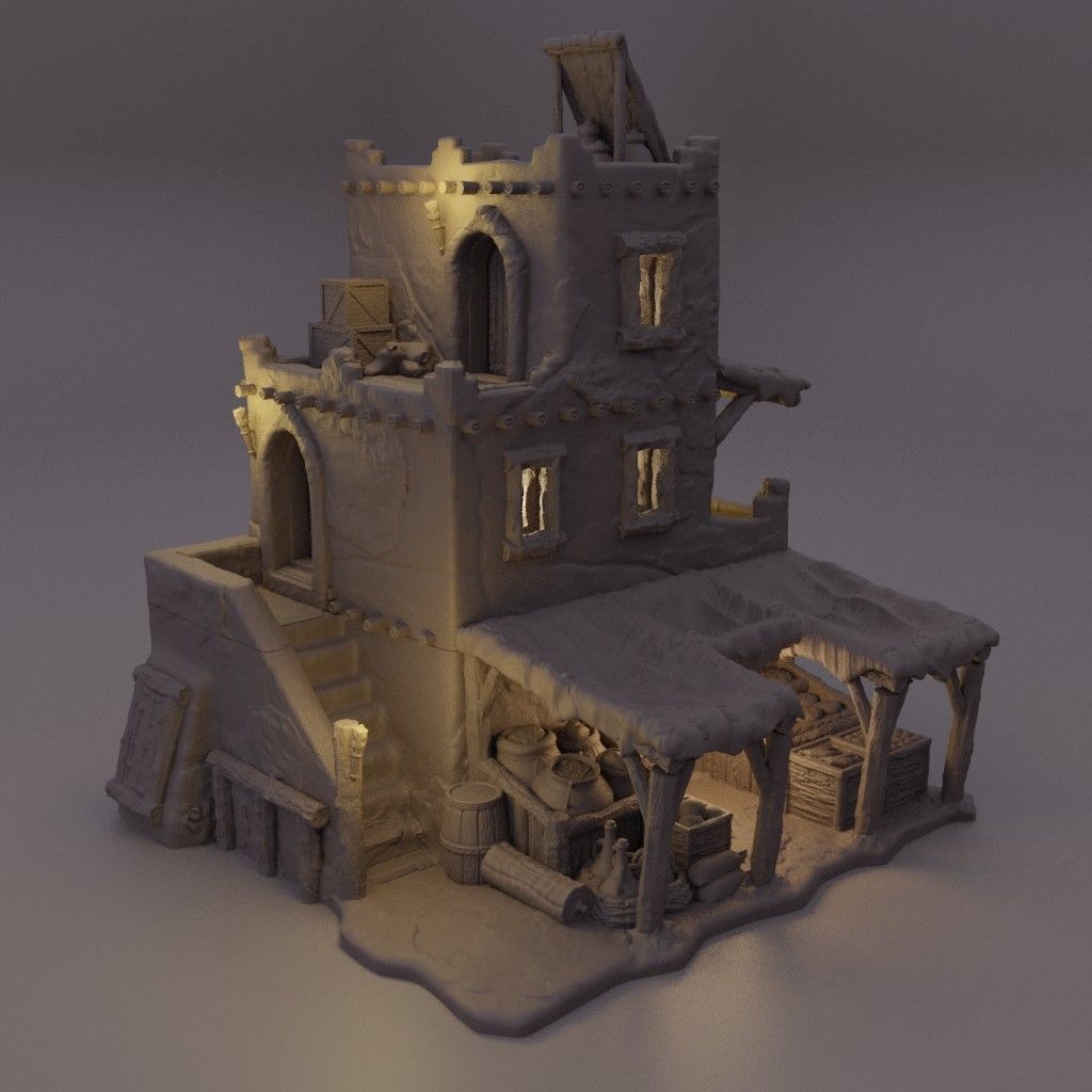Arabian Merchant House Tabletop Terrain 28 MM 3D print model_9