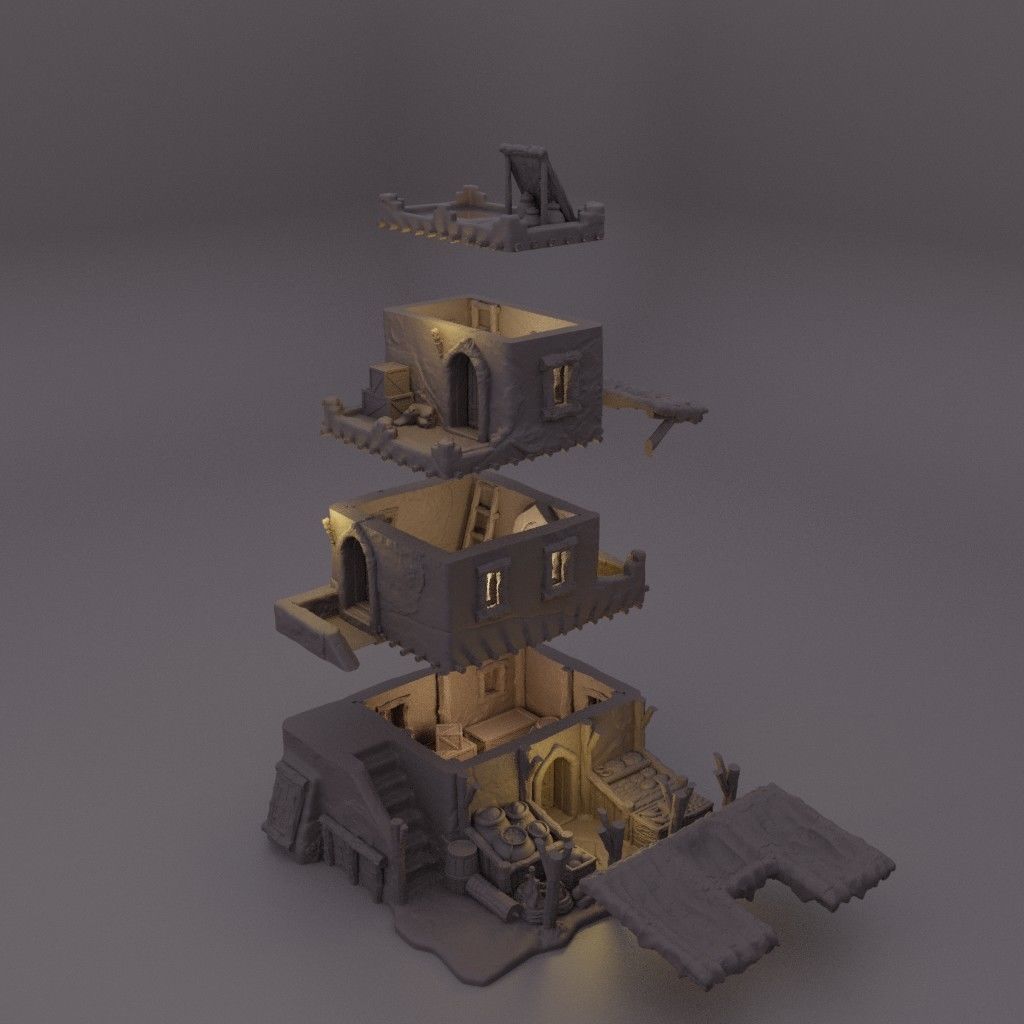 Arabian Merchant House Tabletop Terrain 28 MM 3D print model_4
