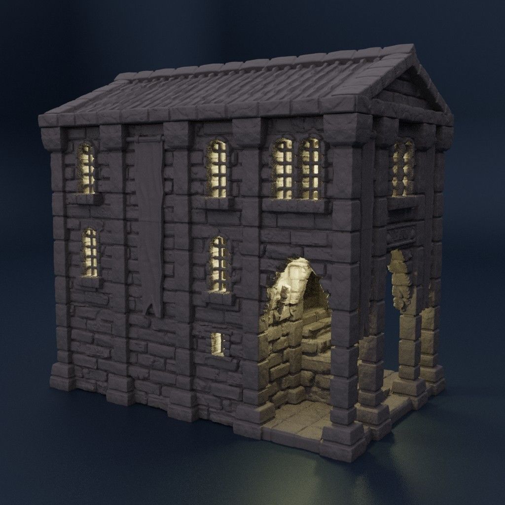 Medieval Bank Tabletop Terrain 28 MM 3D print model_1