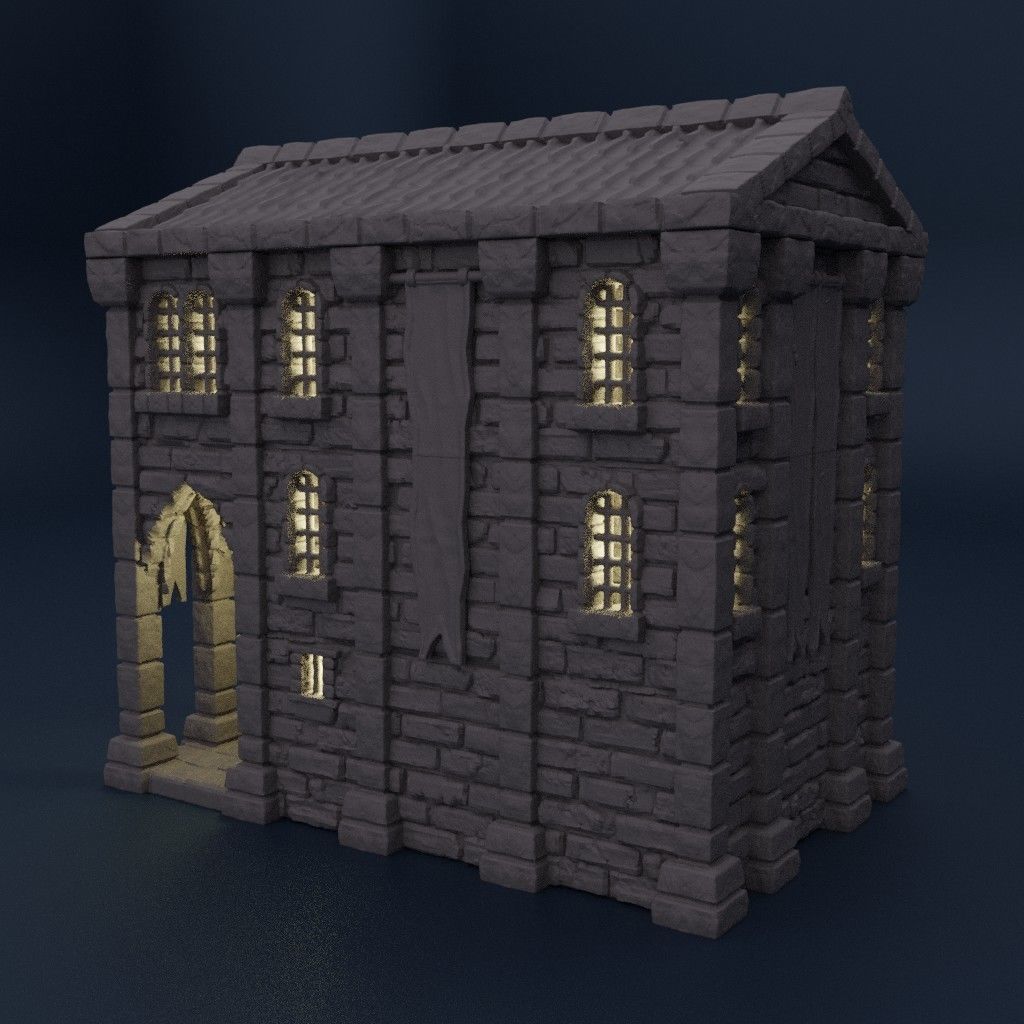Medieval Bank Tabletop Terrain 28 MM 3D print model_3