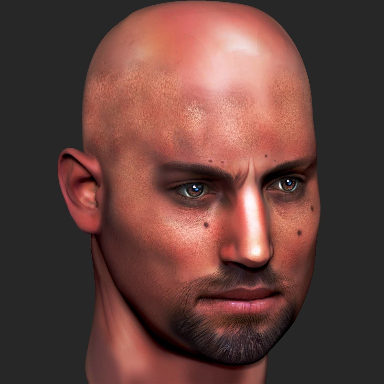 Male head Realistic Perfect Head Low-poly 3D model game ready Low-poly 3D model_7