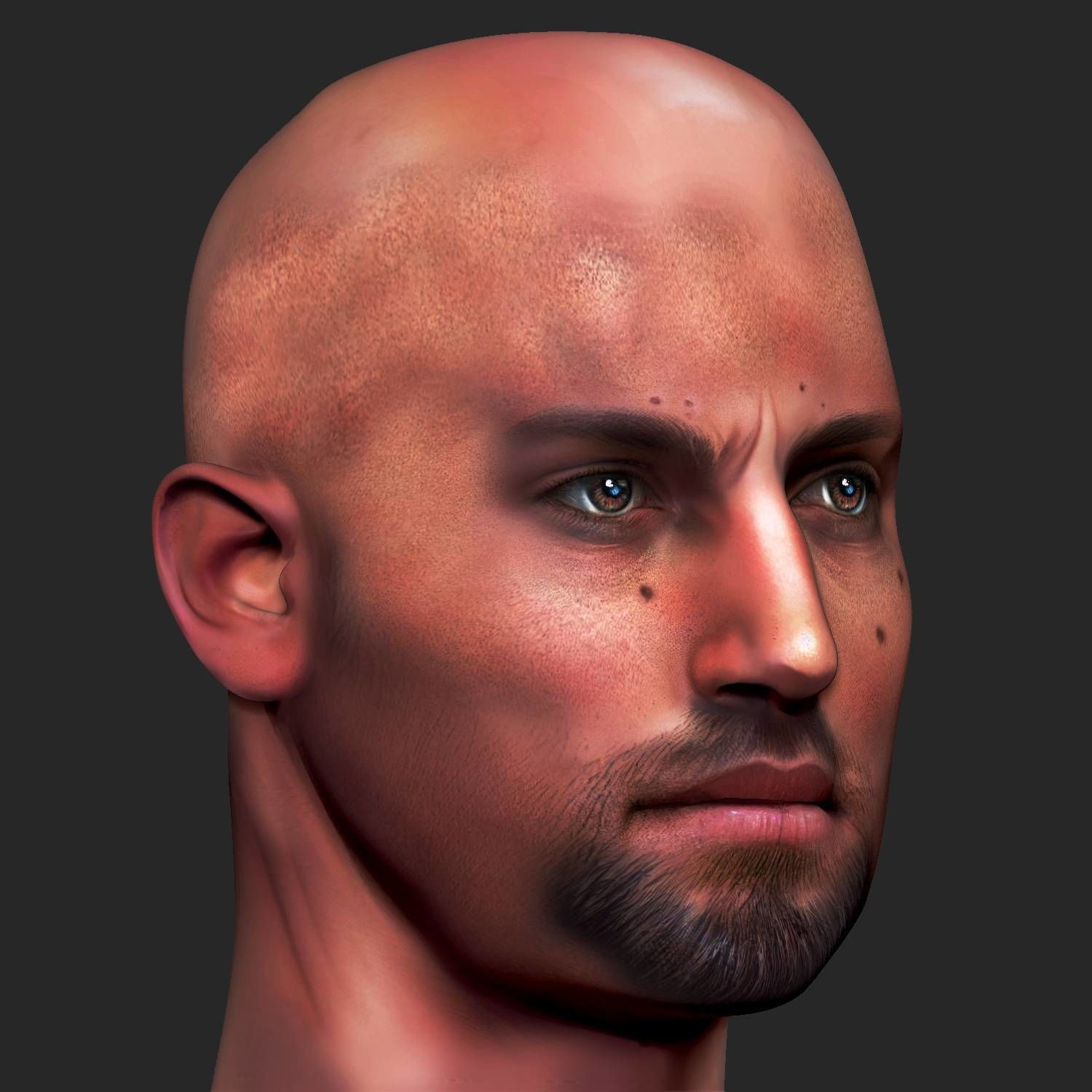 Male head Realistic Perfect Head Low-poly 3D model game ready Low-poly 3D model_5