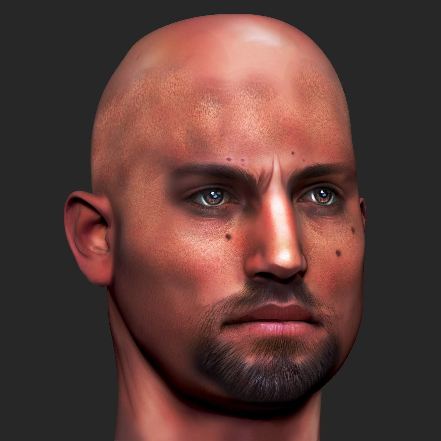 Male head Realistic Perfect Head Low-poly 3D model game ready Low-poly 3D model_3