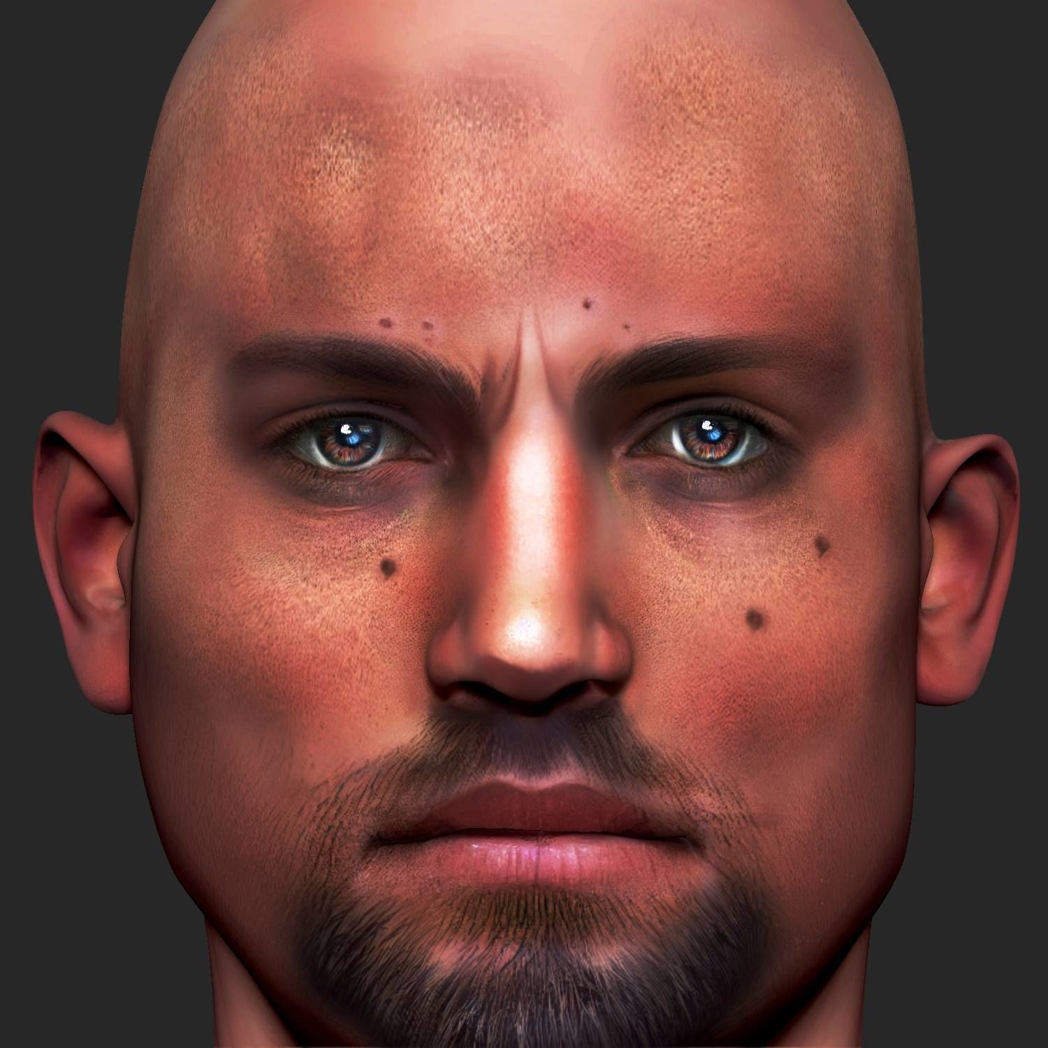 Male head Realistic Perfect Head Low-poly 3D model game ready Low-poly 3D model_1