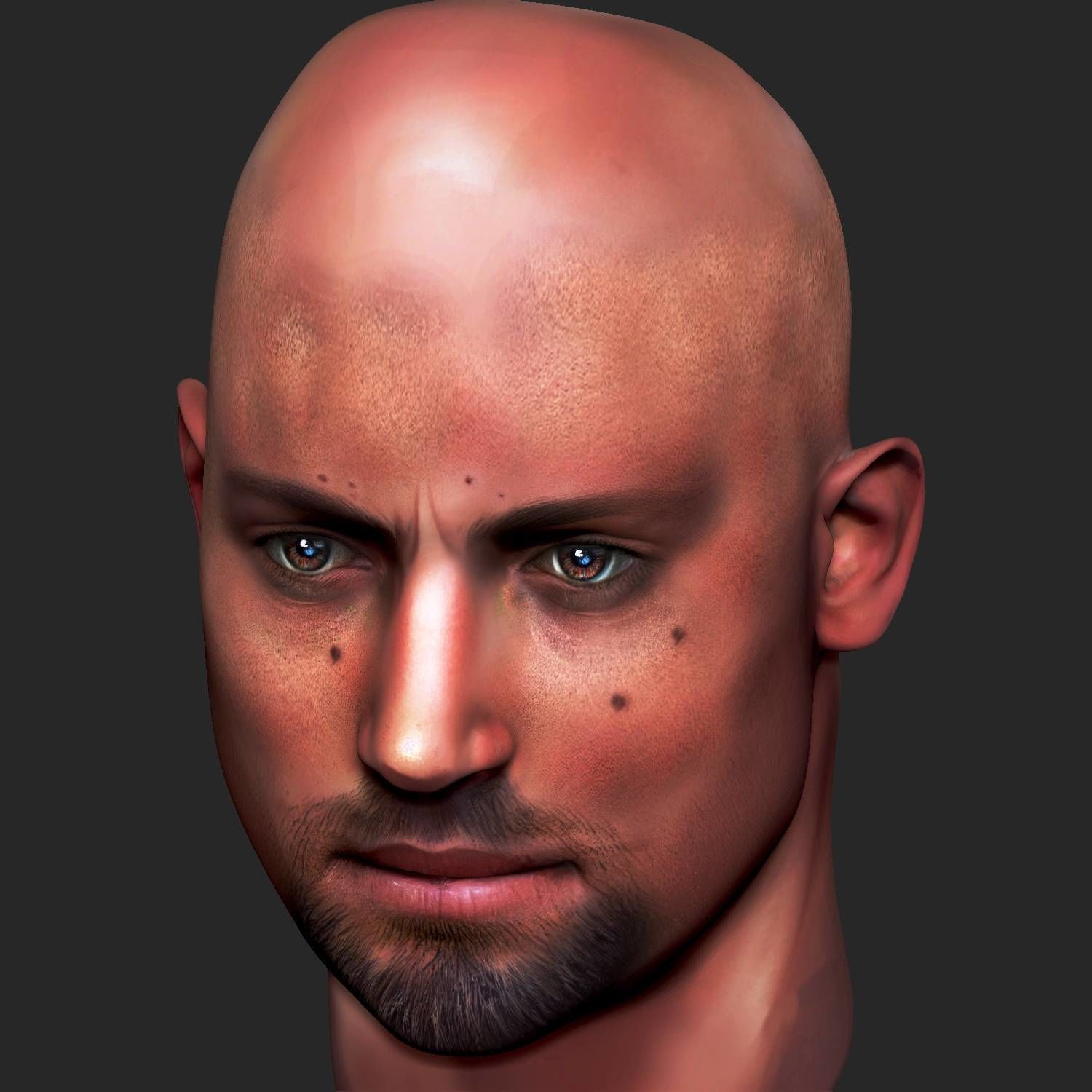 Male head Realistic Perfect Head Low-poly 3D model game ready Low-poly 3D model_8