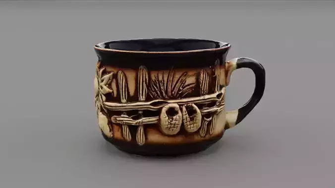 Ethnic clay cup 03 low-poly 3D model Low-poly 3D model