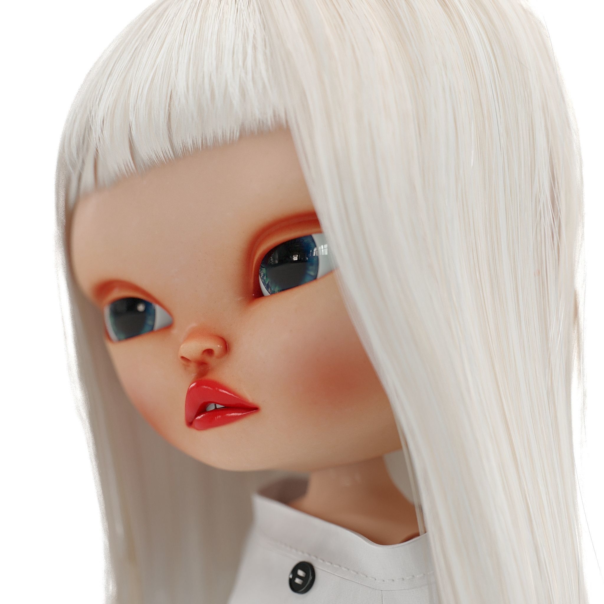 Olivia in White Dress doll 3D model_12