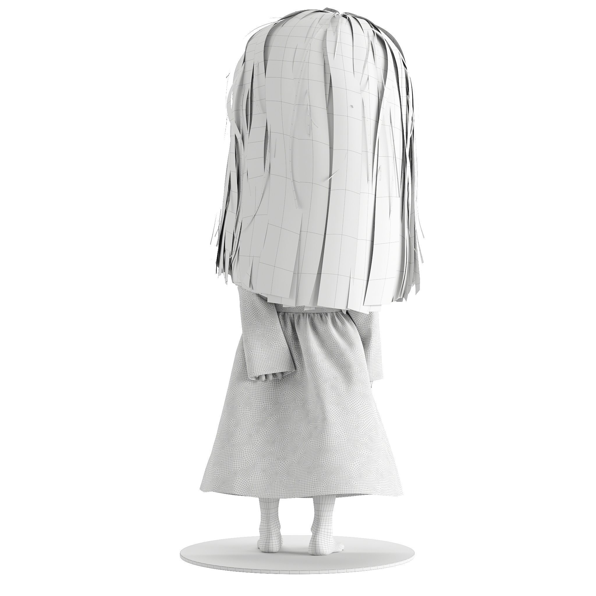 Olivia in White Dress doll 3D model_7