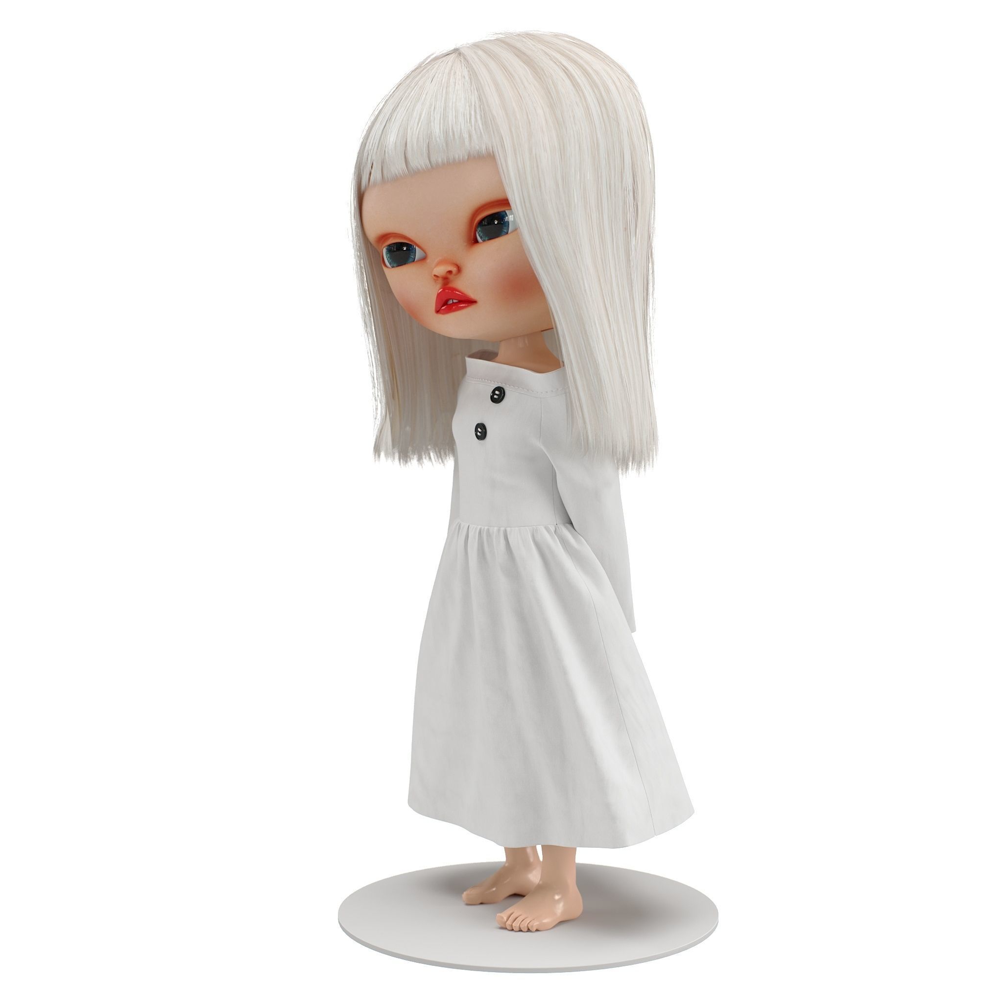 Olivia in White Dress doll 3D model_10