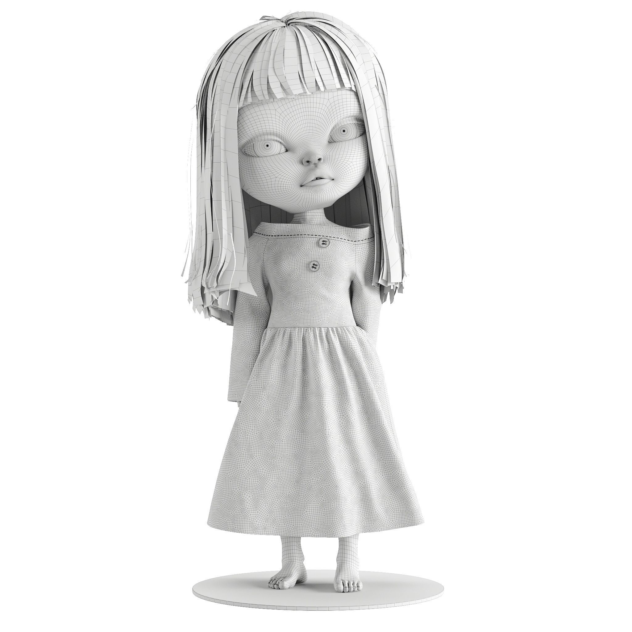 Olivia in White Dress doll 3D model_1