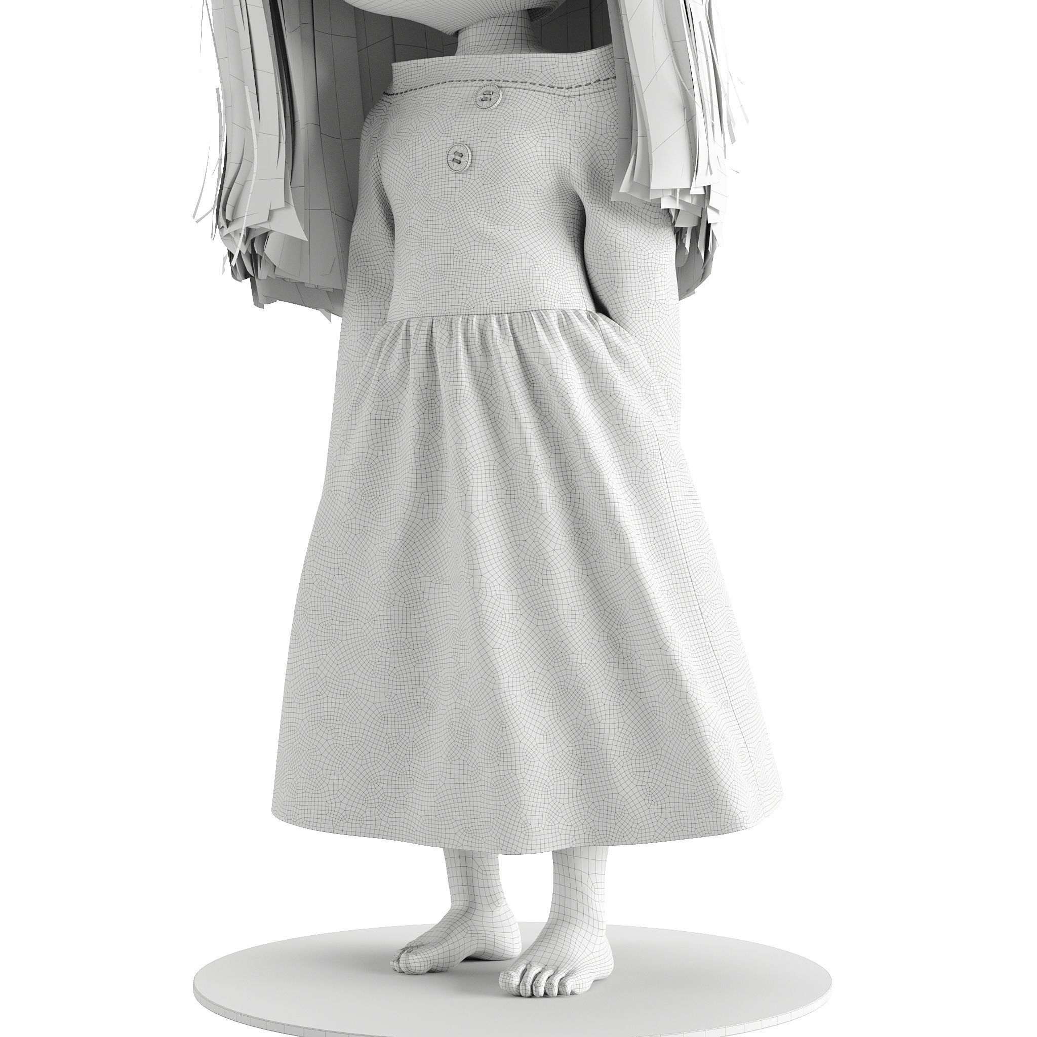 Olivia in White Dress doll 3D model_9