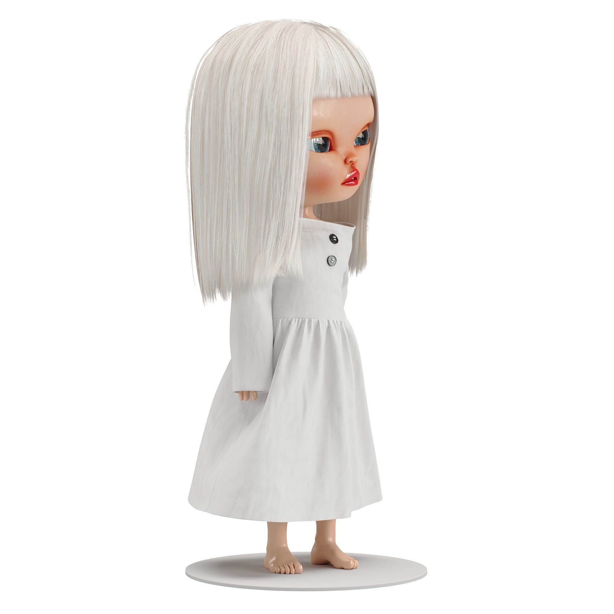 Olivia in White Dress doll 3D model_4