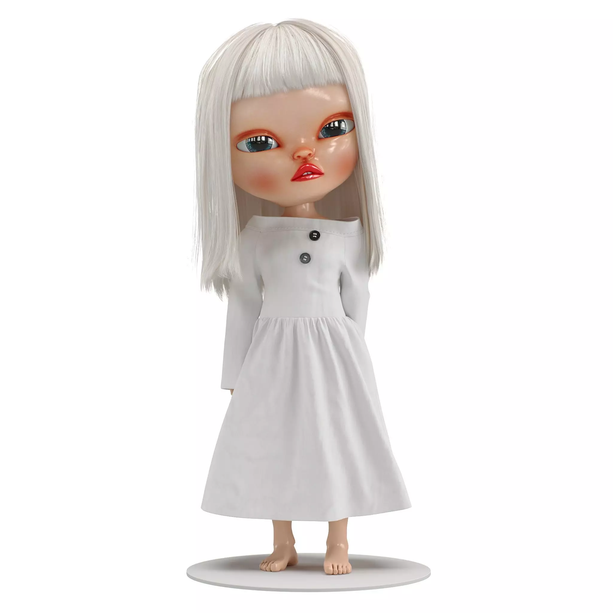 Olivia in White Dress doll 3D model_0