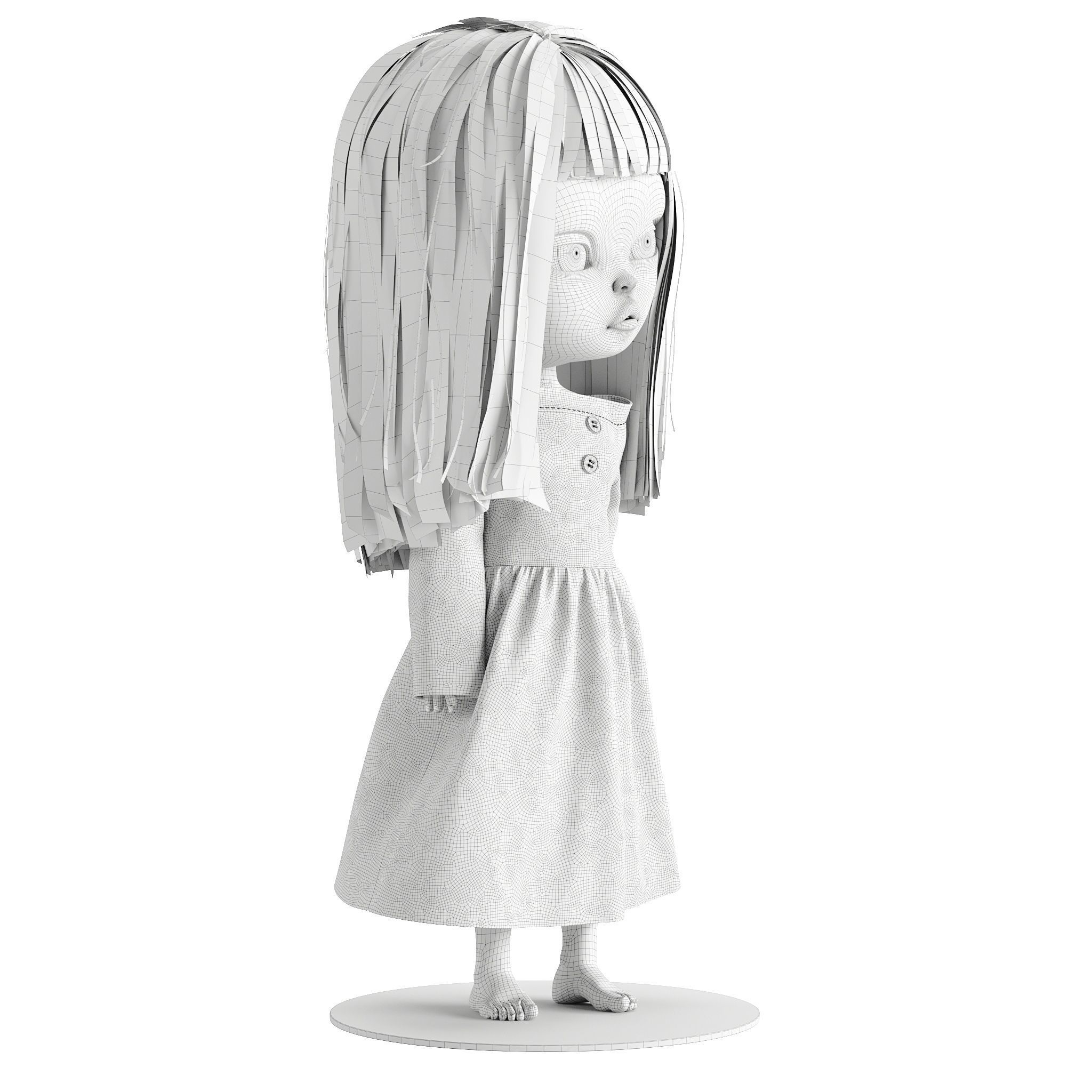 Olivia in White Dress doll 3D model_5