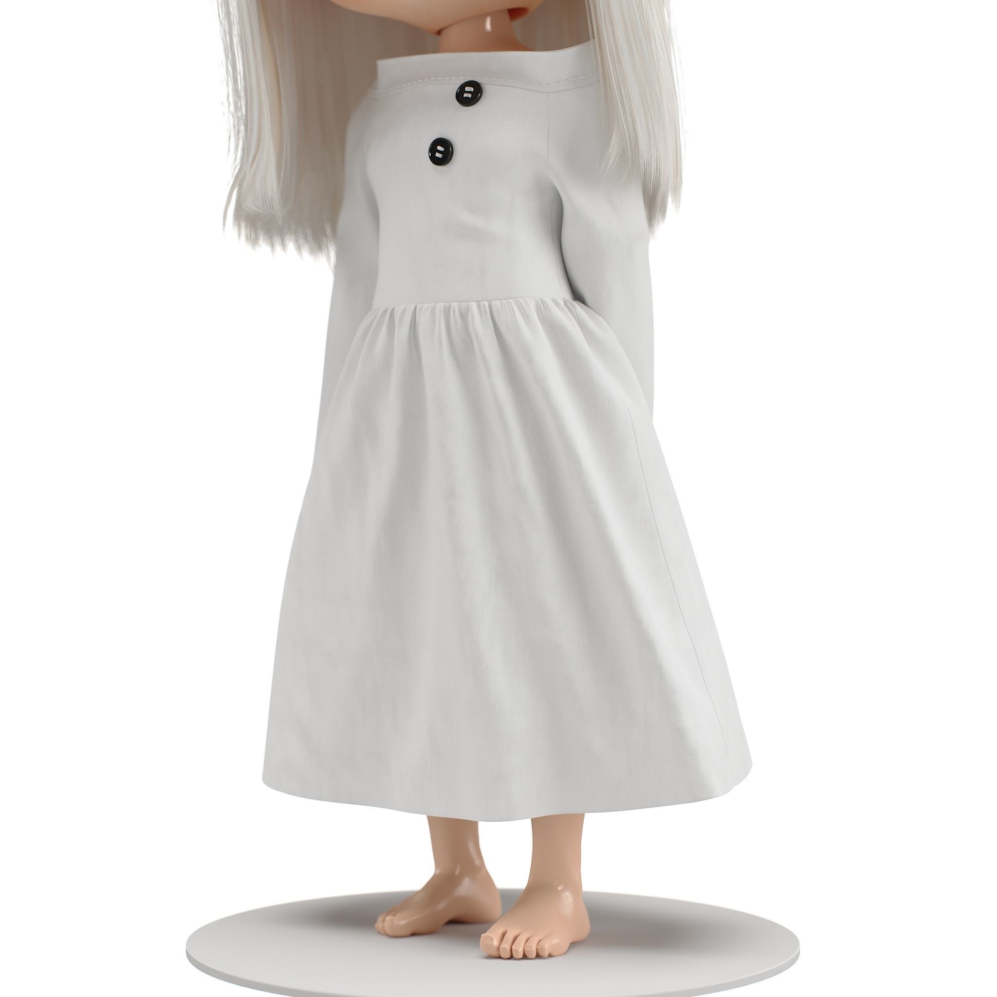 Olivia in White Dress doll 3D model_8