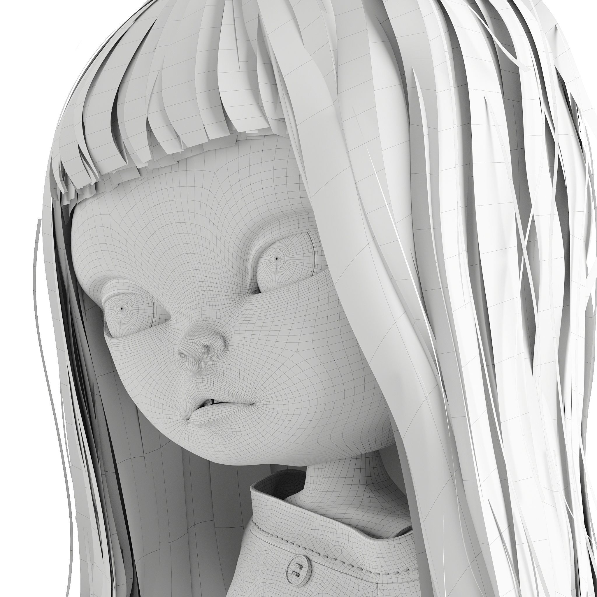 Olivia in White Dress doll 3D model_13