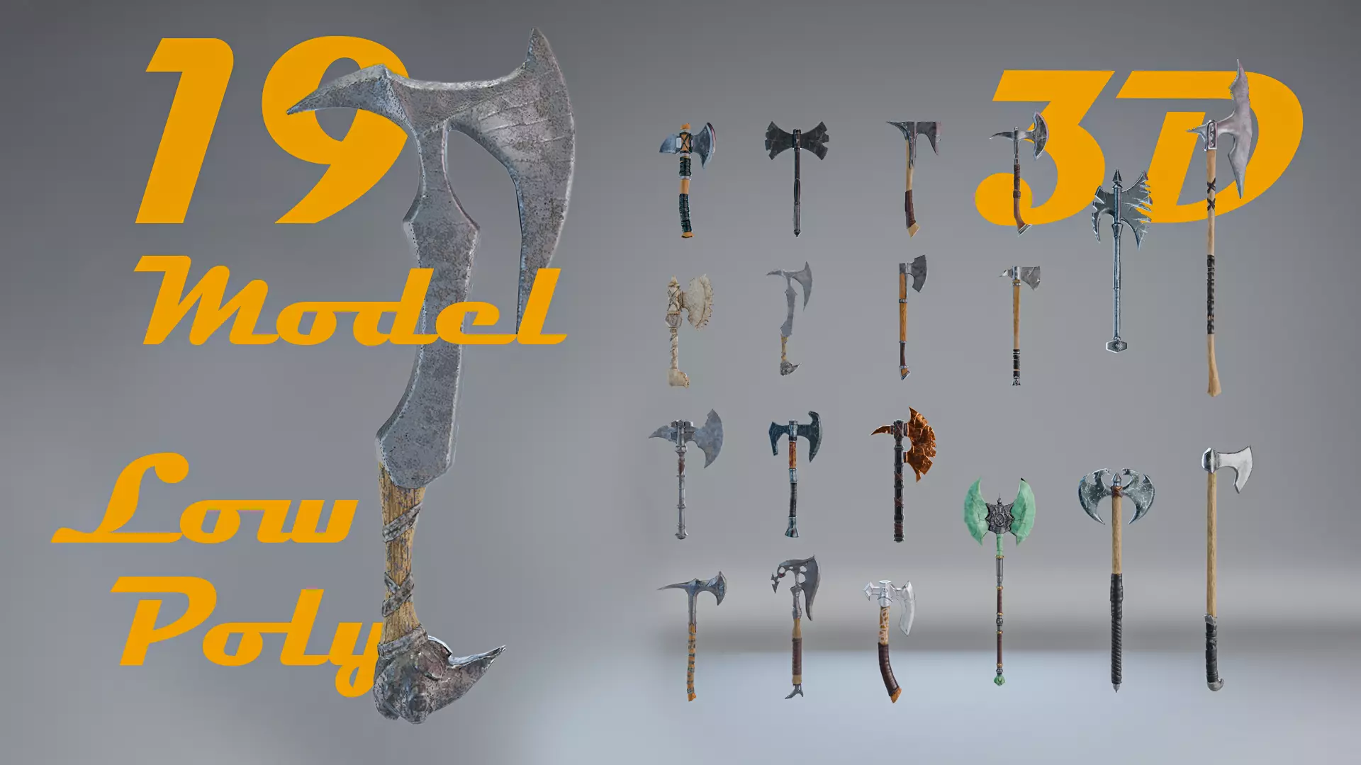 Axe collection-game assets Low-poly 3D model