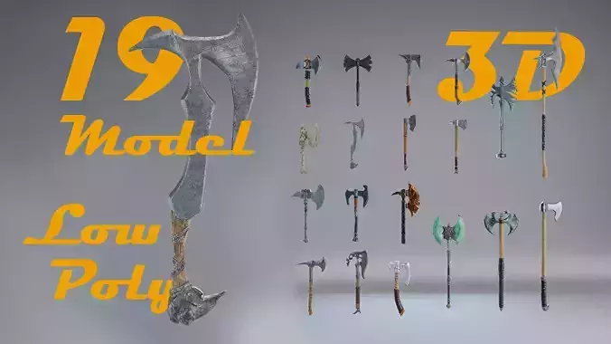 Axe collection-game assets Low-poly 3D model
