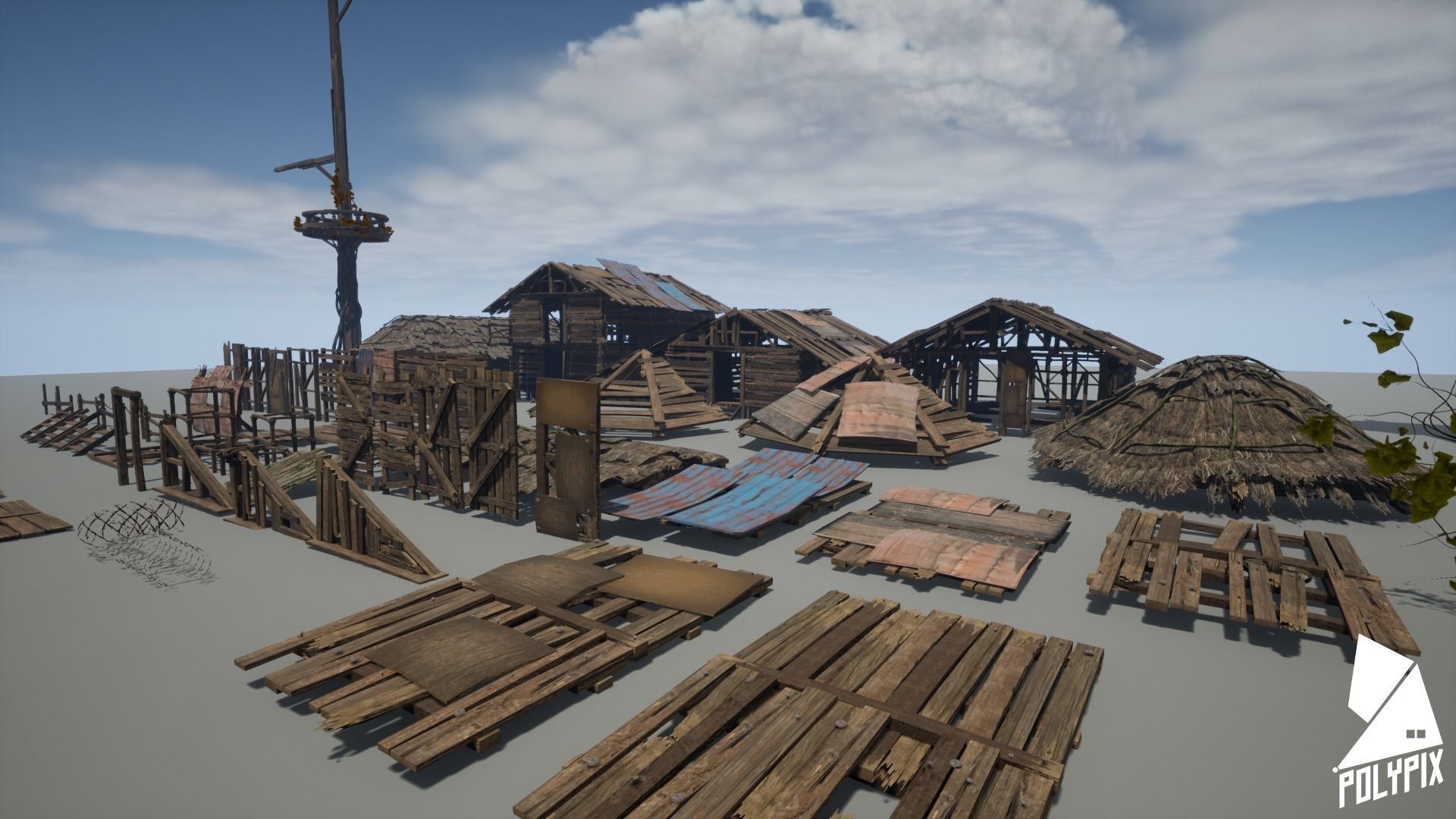 Slum Island Low-poly 3D model_13