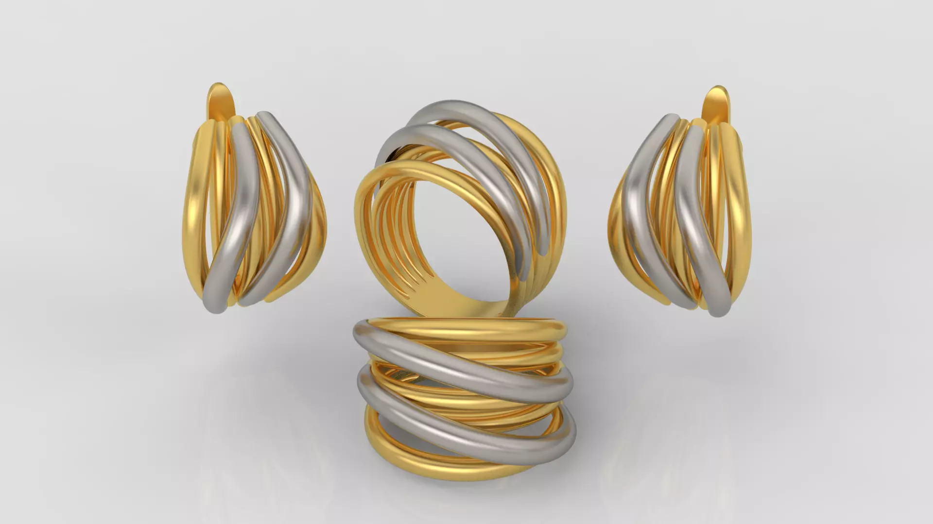 Ring and Earrings jewelry set 3d print model A38 3D print model_0