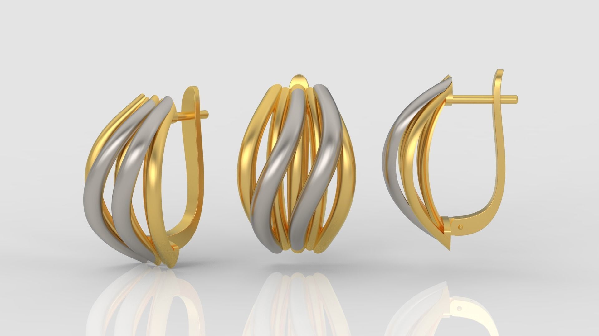 Ring and Earrings jewelry set 3d print model A38 3D print model_6