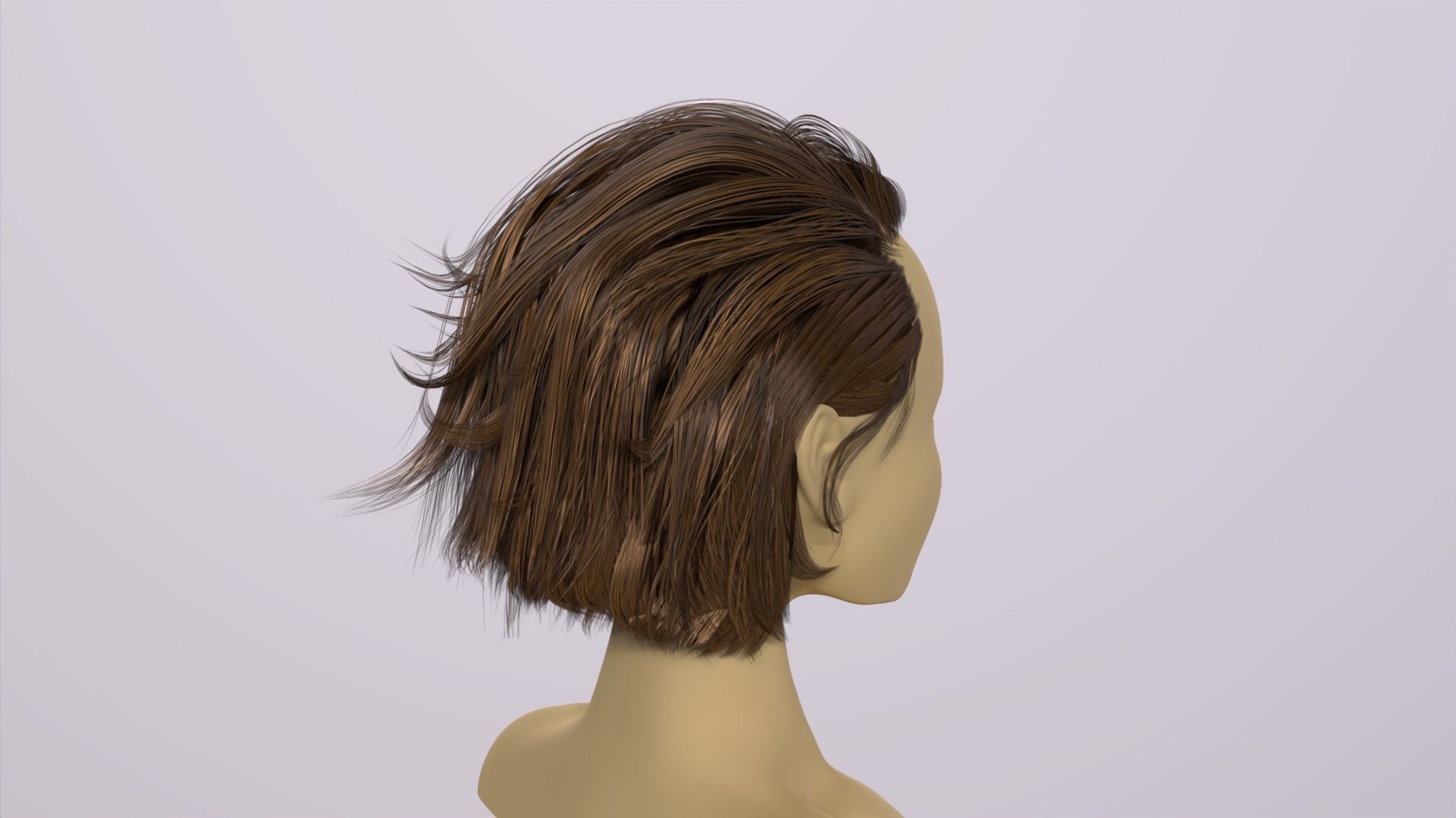 Real-time Female Hair Card with Texture under 21 k Tris 3D model_7