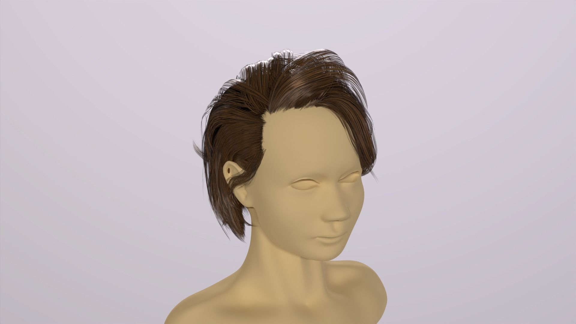 Real-time Female Hair Card with Texture under 21 k Tris 3D model_4