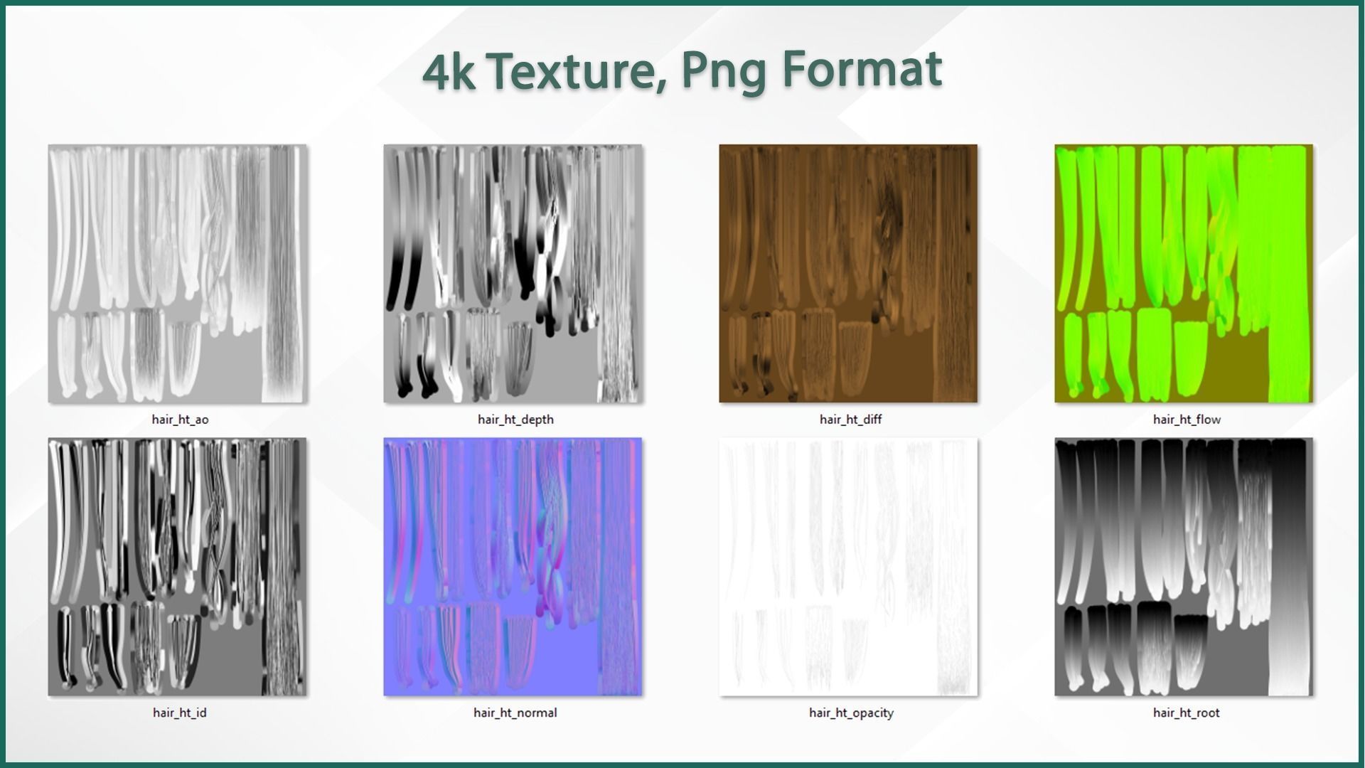 Real-time Female Hair Card with Texture under 21 k Tris 3D model_3