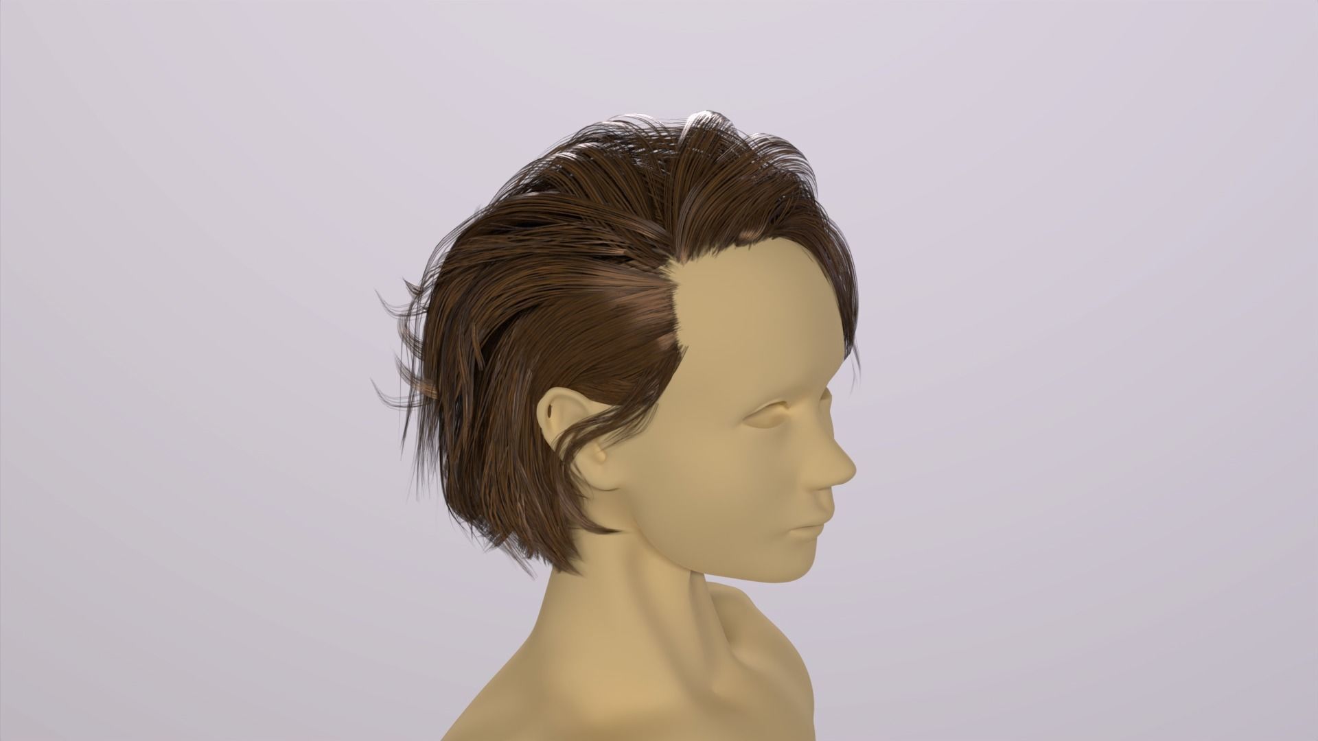 Real-time Female Hair Card with Texture under 21 k Tris 3D model_5