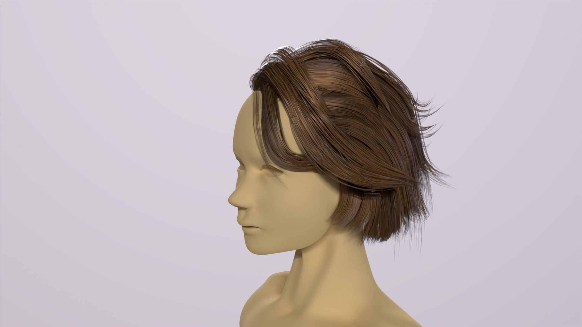 Real-time Female Hair Card with Texture under 21 k Tris 3D model_13