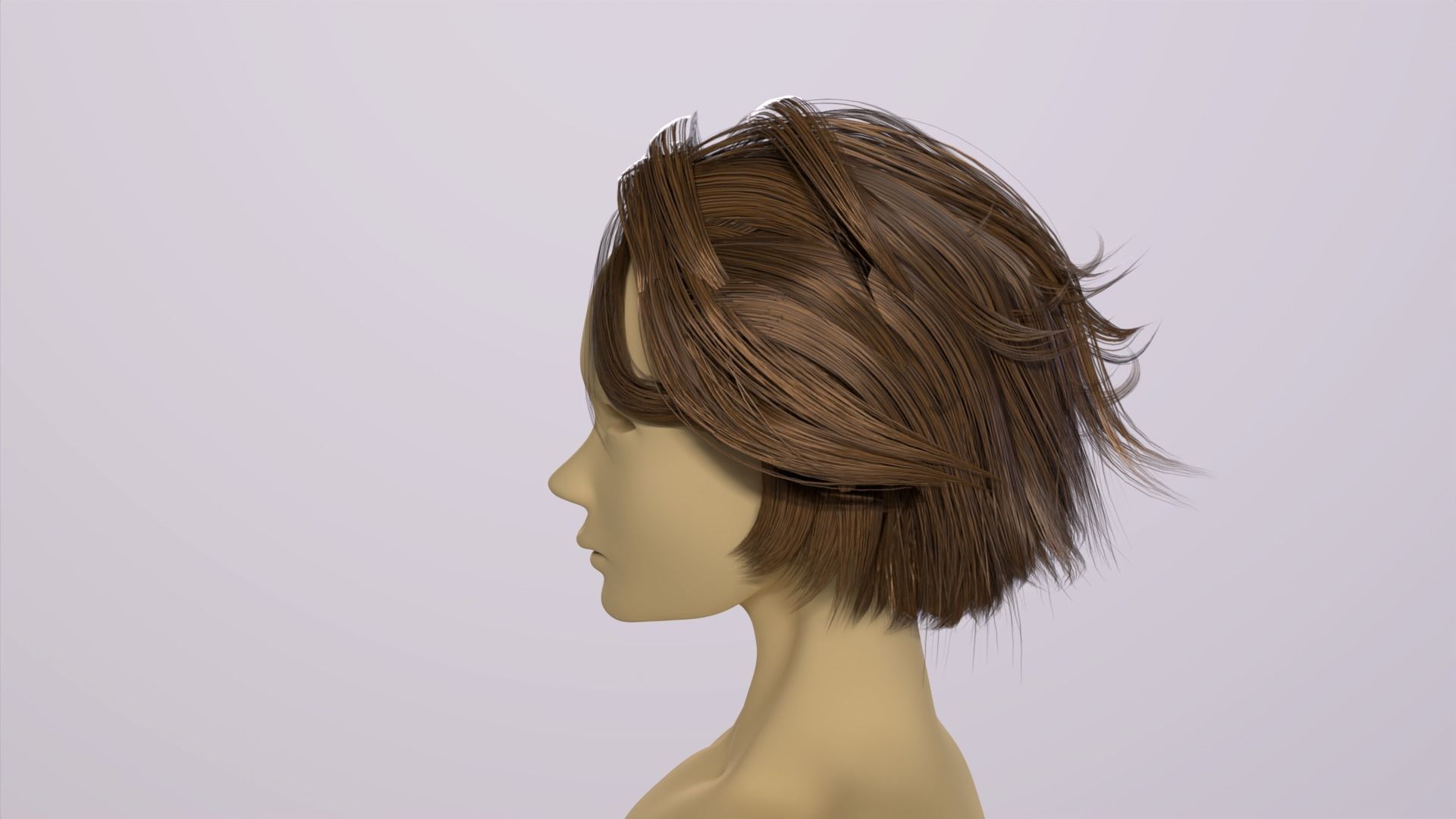 Real-time Female Hair Card with Texture under 21 k Tris 3D model_12