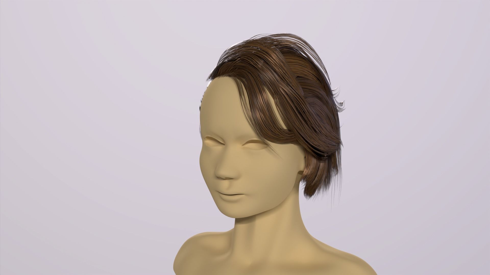 Real-time Female Hair Card with Texture under 21 k Tris 3D model_14