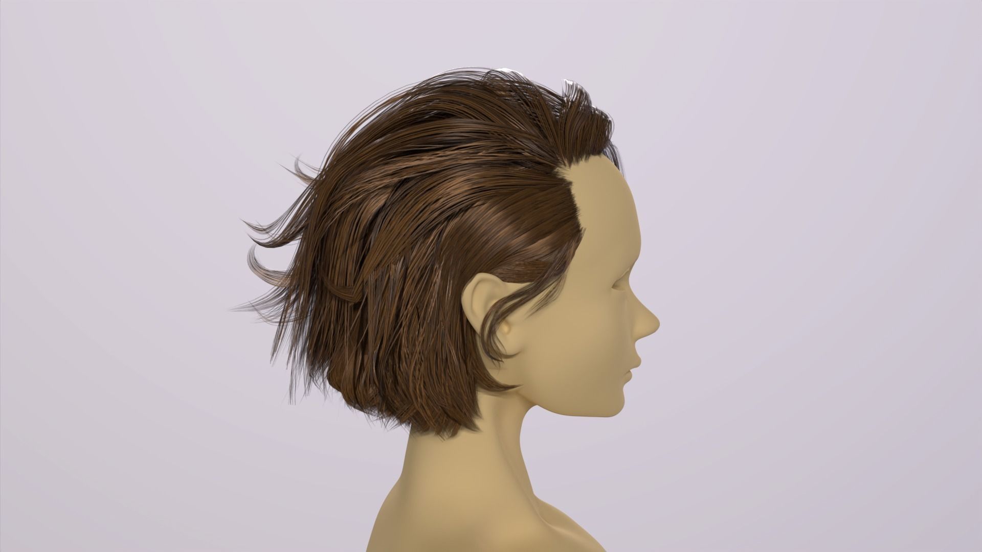 Real-time Female Hair Card with Texture under 21 k Tris 3D model_6