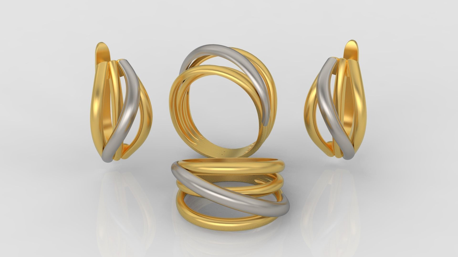 Ring and Earrings jewelry set 3d print model A39 3D print model_0
