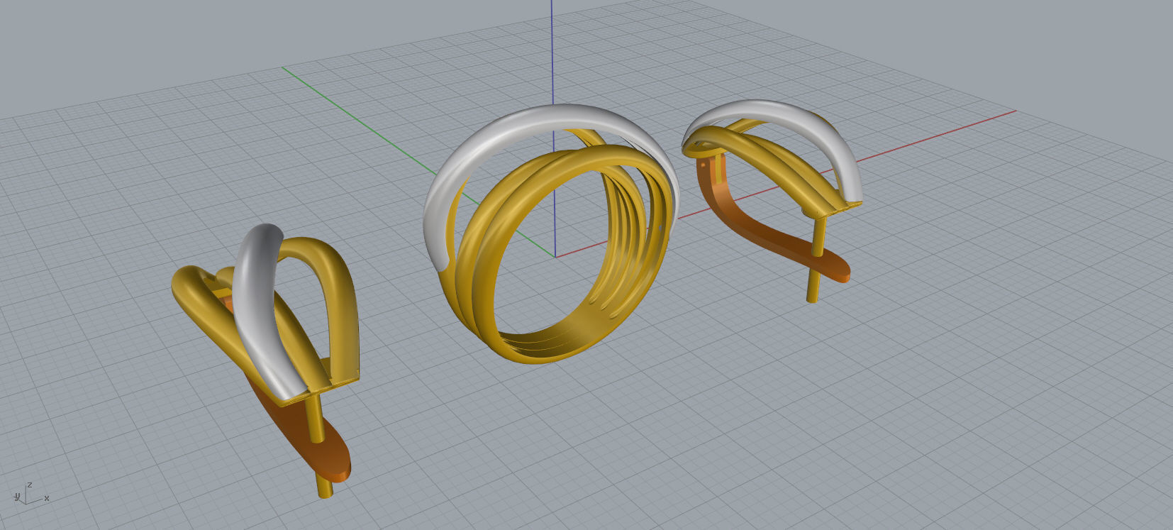 Ring and Earrings jewelry set 3d print model A39 3D print model_14