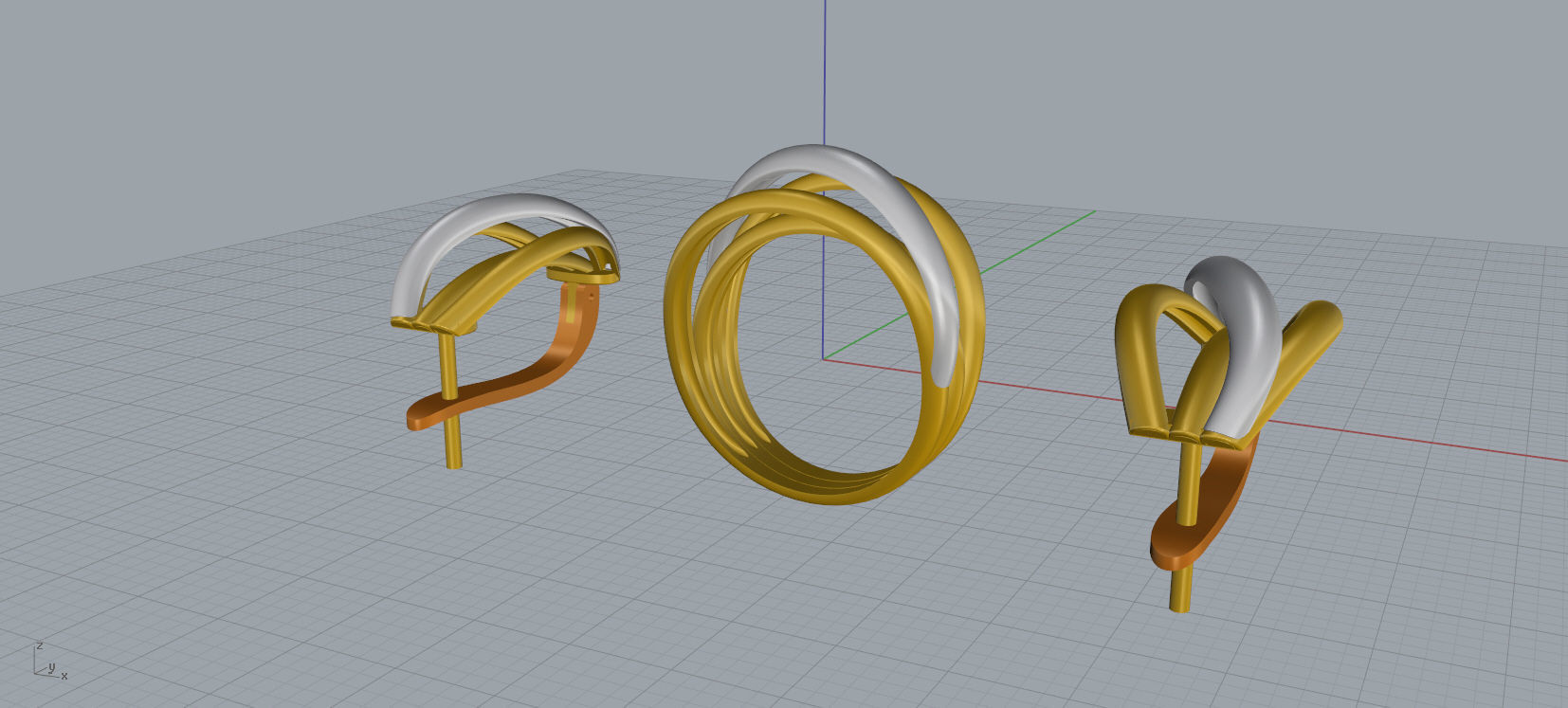 Ring and Earrings jewelry set 3d print model A39 3D print model_13