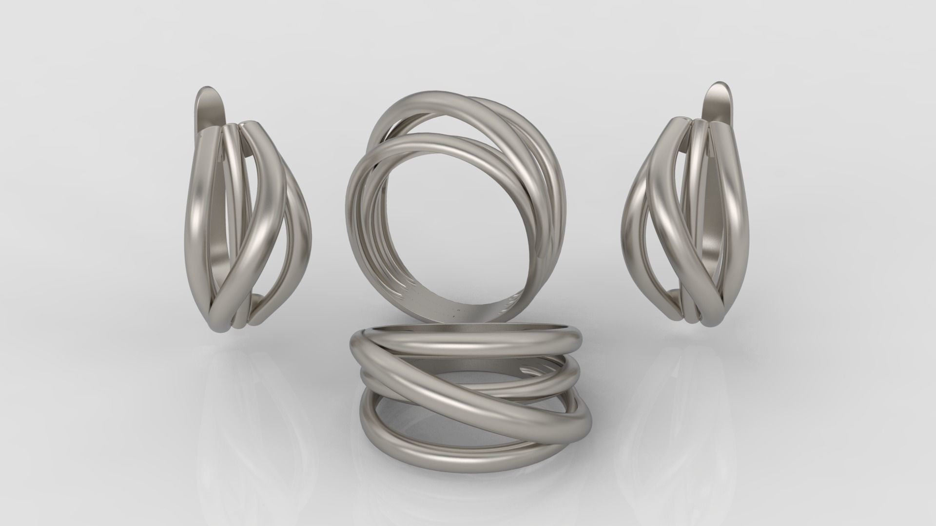 Ring and Earrings jewelry set 3d print model A39 3D print model_1