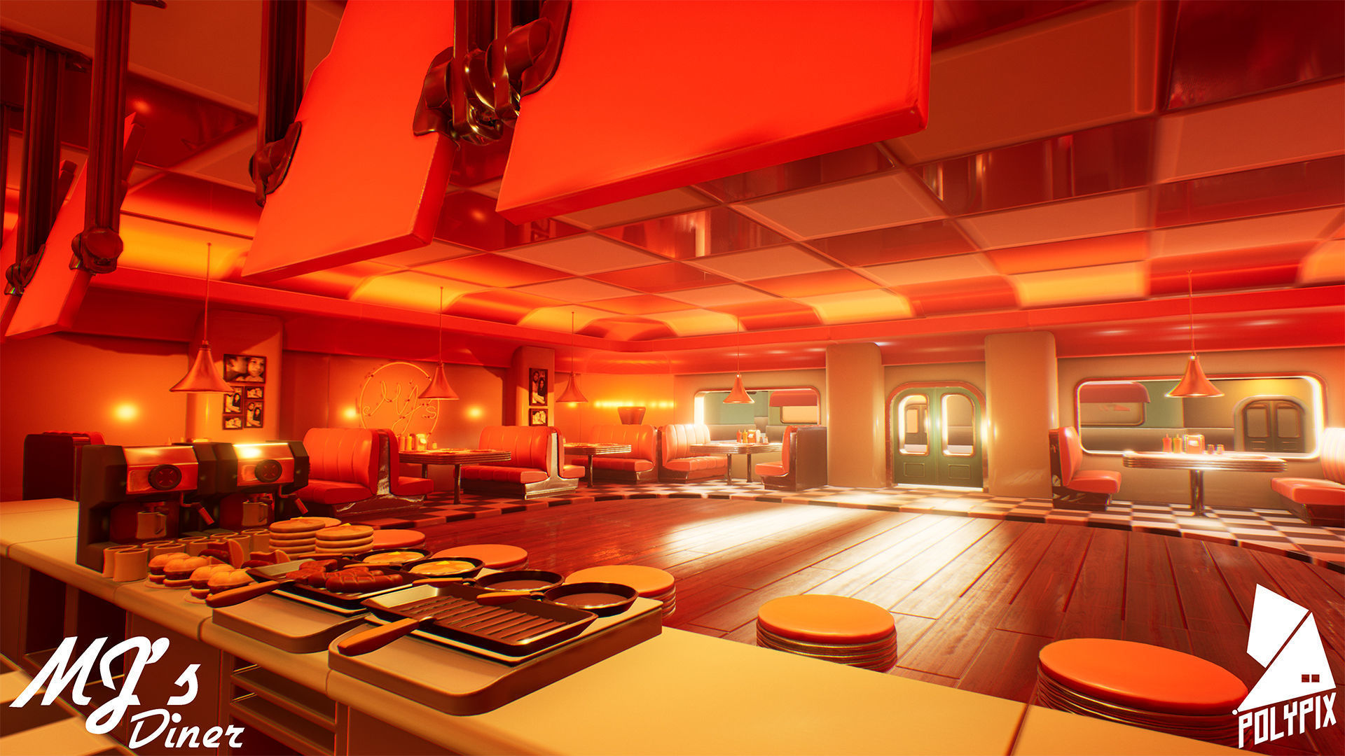 Stylized Diner Low-poly 3D model_1