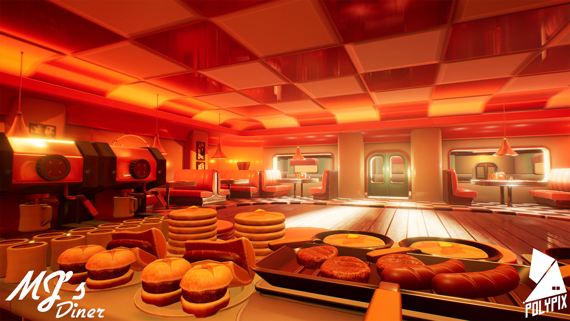 Stylized Diner Low-poly 3D model_8