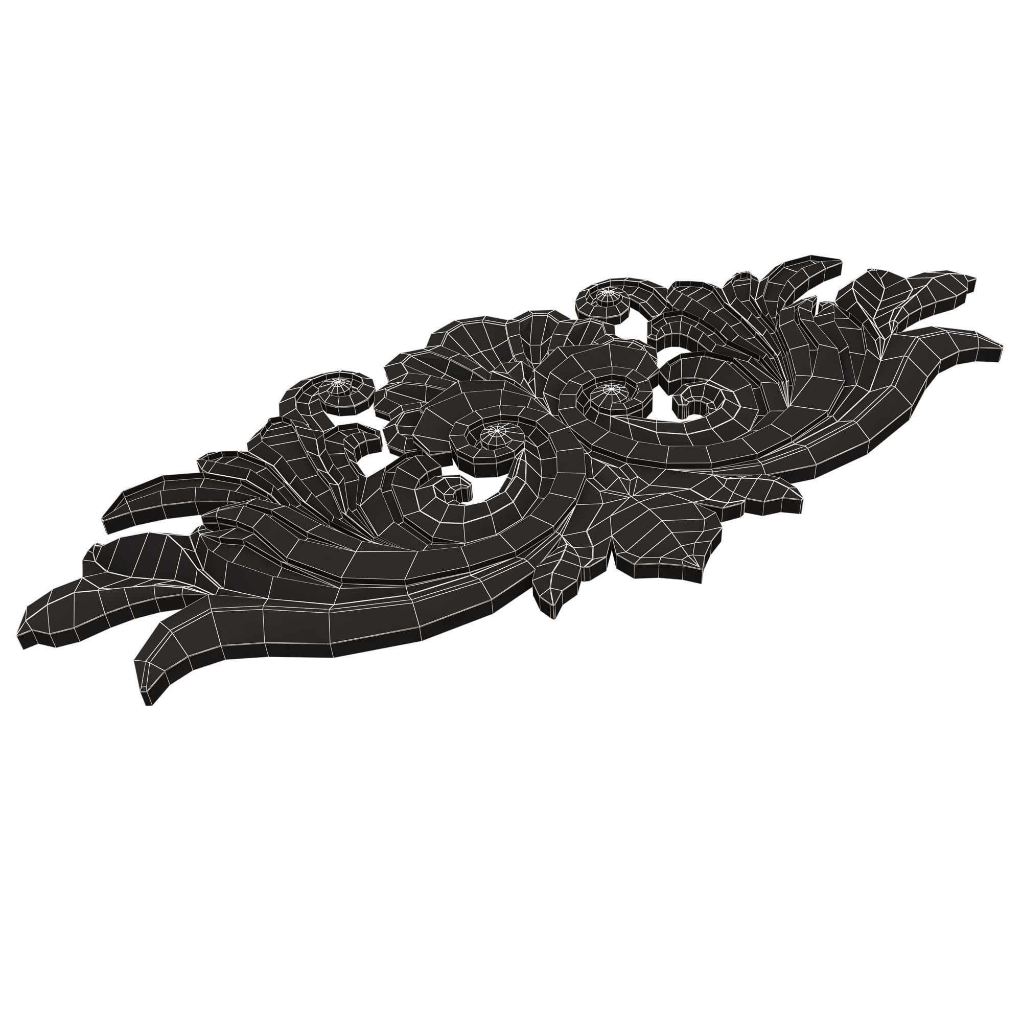 Carved Plaster Molding Decoration 024 Low-poly 3D model_17