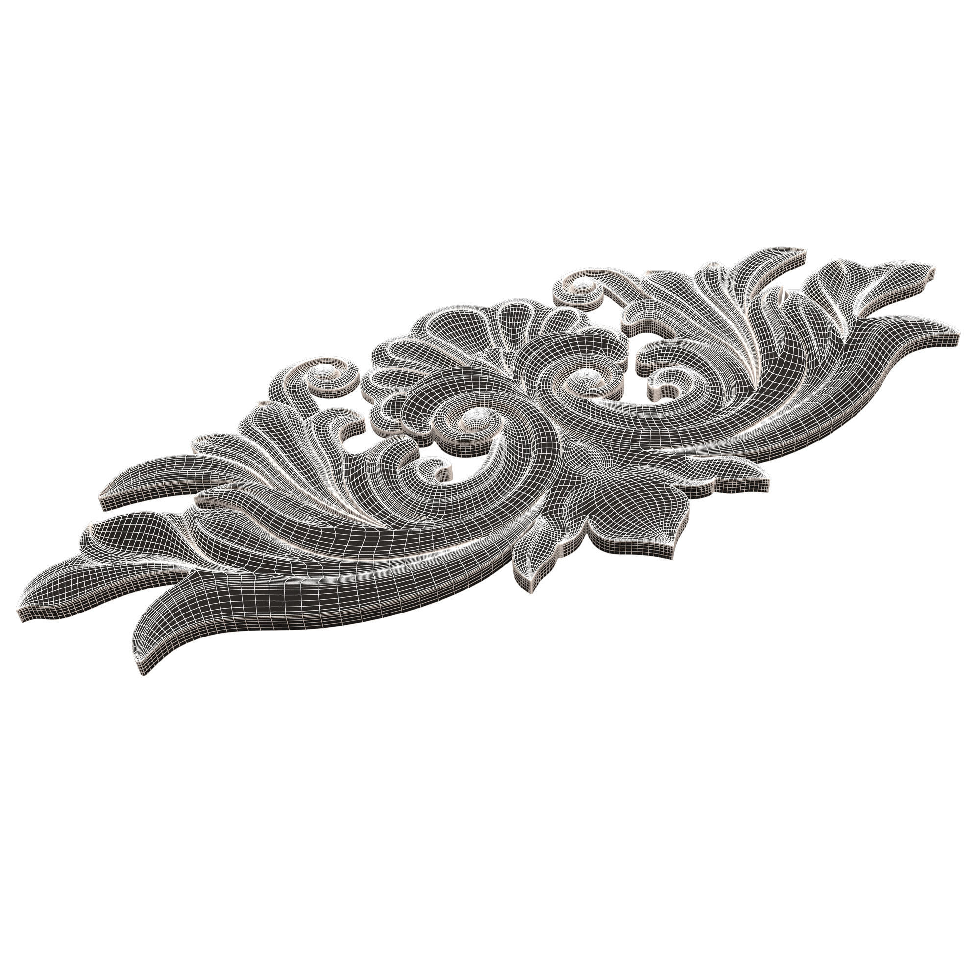 Carved Plaster Molding Decoration 024 Low-poly 3D model_11