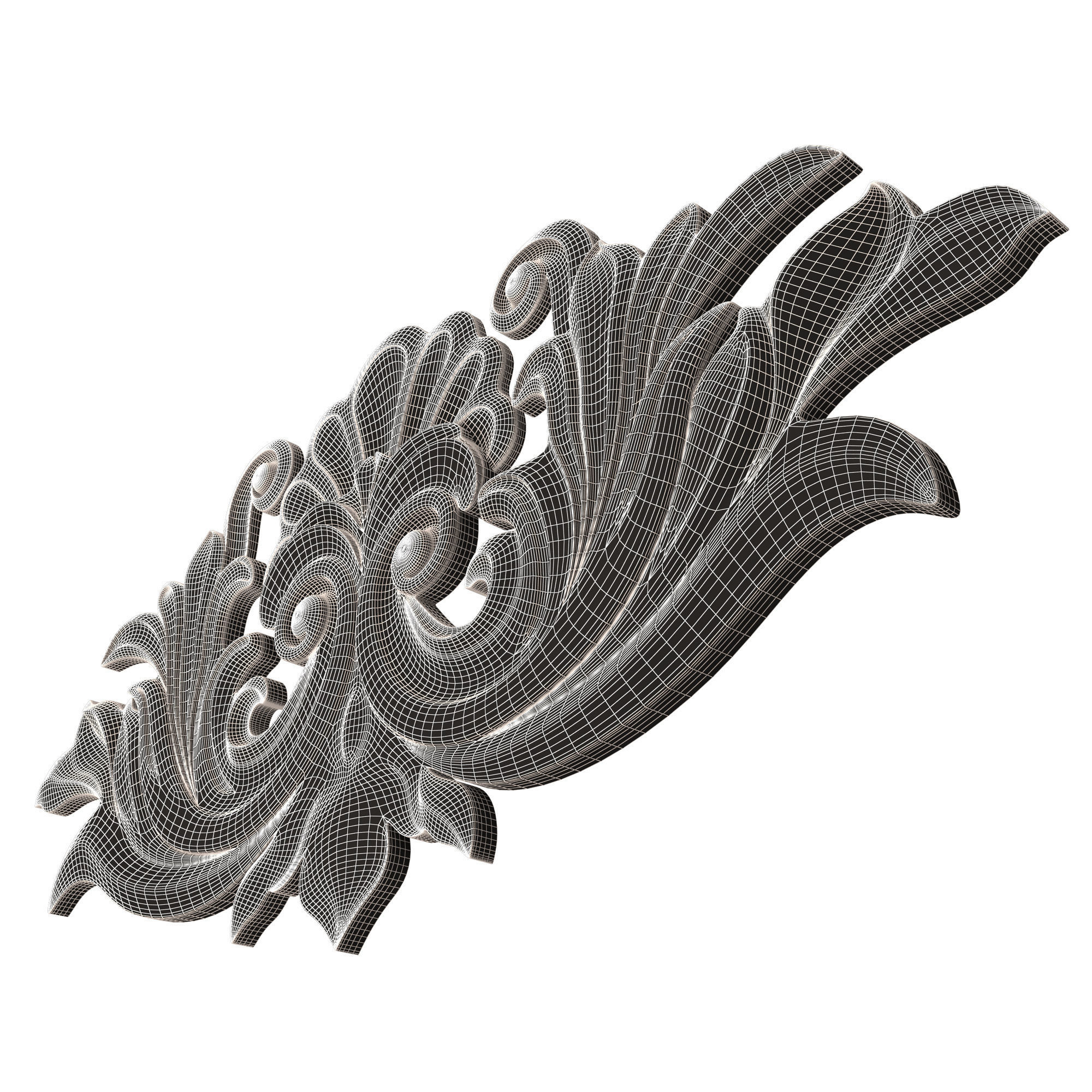 Carved Plaster Molding Decoration 024 Low-poly 3D model_10