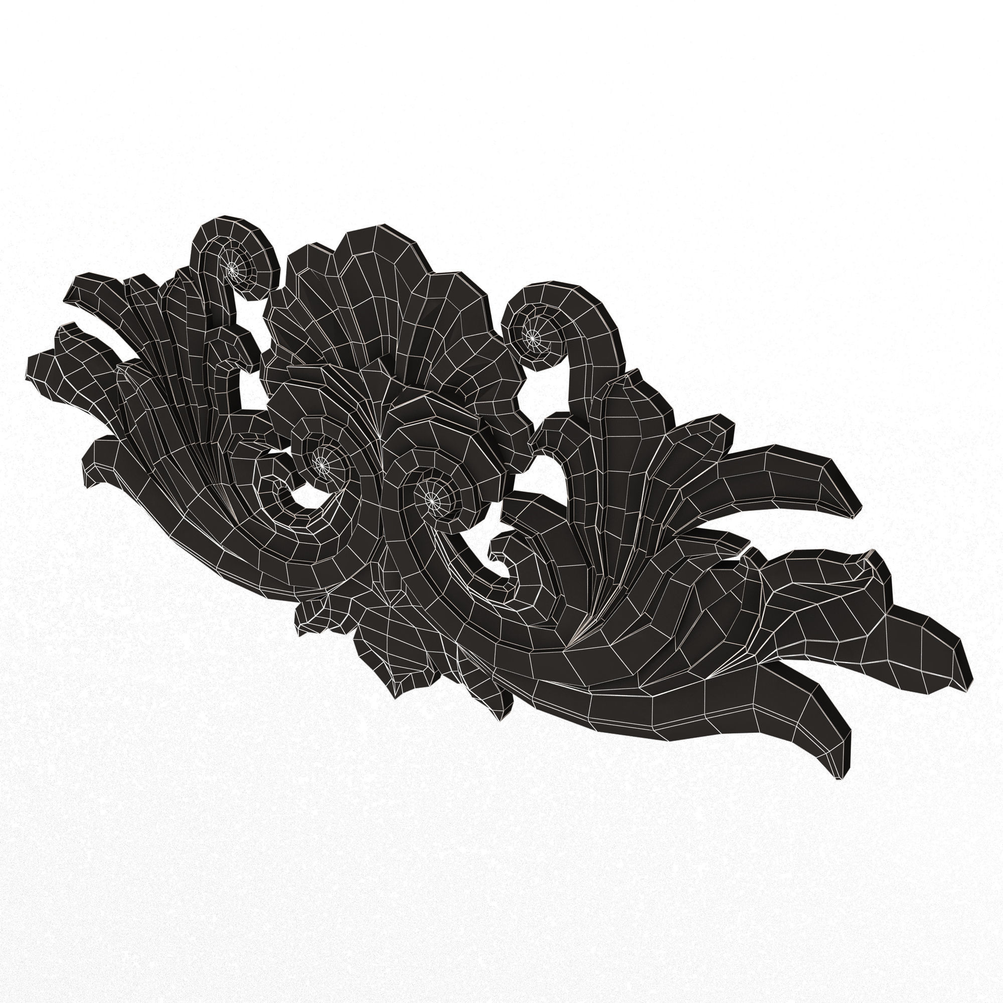 Carved Plaster Molding Decoration 024 Low-poly 3D model_14