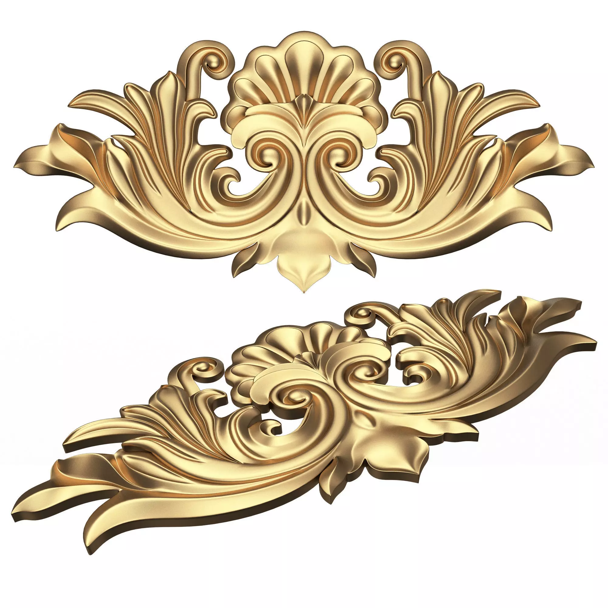 Carved Plaster Molding Decoration 024 Low-poly 3D model_0
