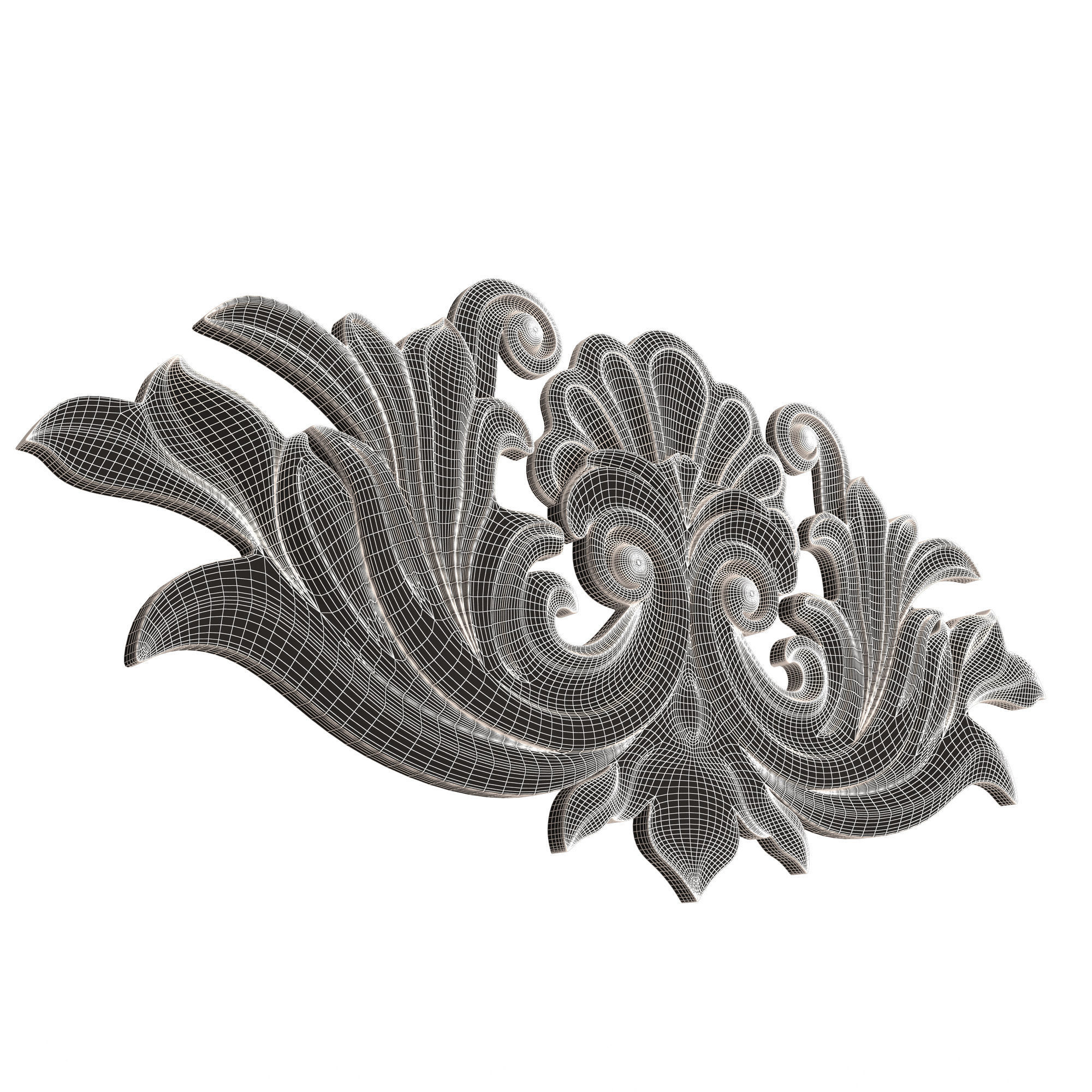 Carved Plaster Molding Decoration 024 Low-poly 3D model_9