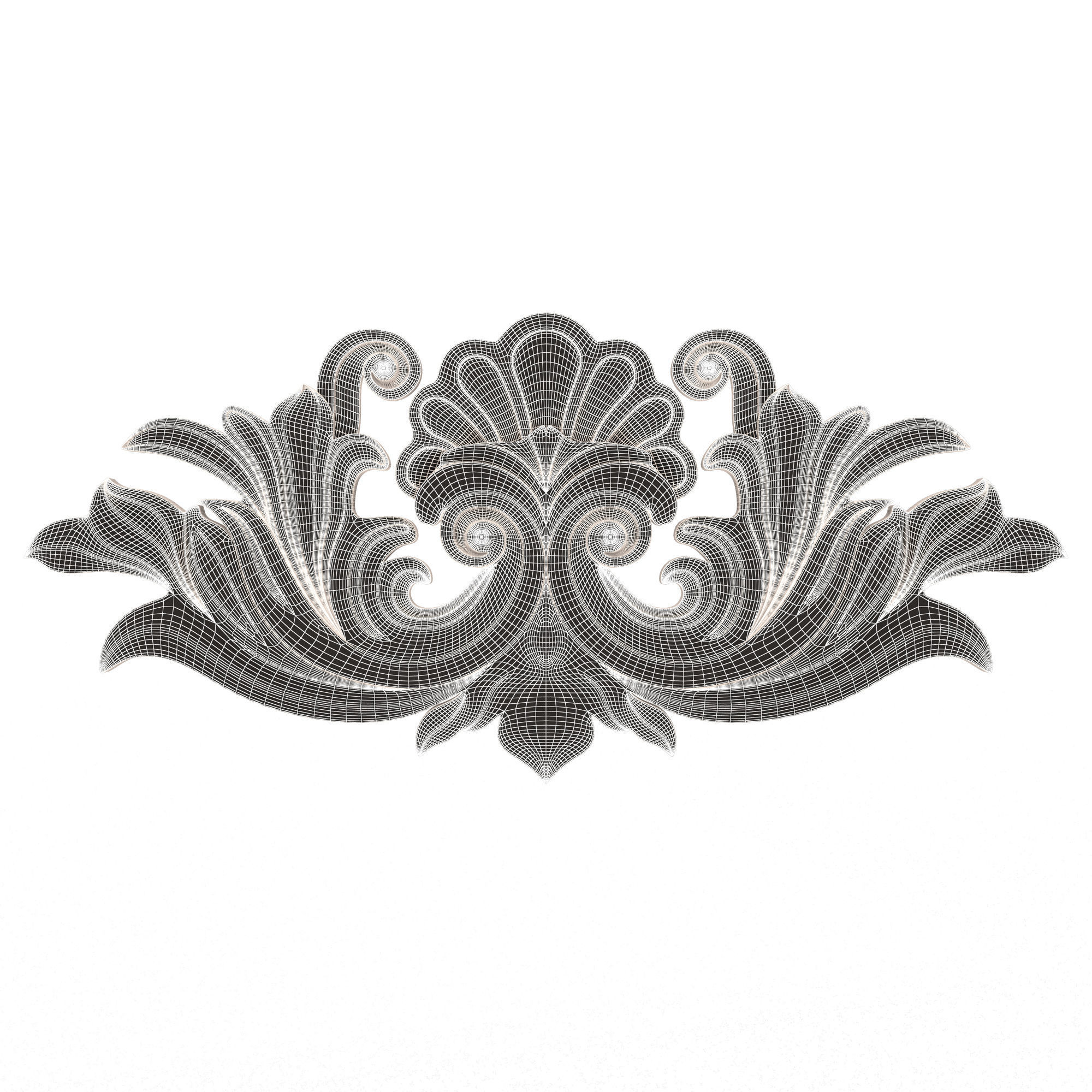 Carved Plaster Molding Decoration 024 Low-poly 3D model_6
