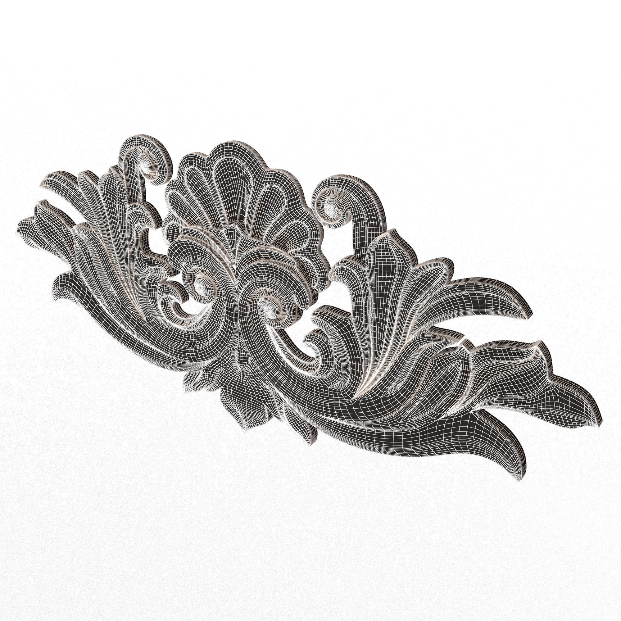 Carved Plaster Molding Decoration 024 Low-poly 3D model_8