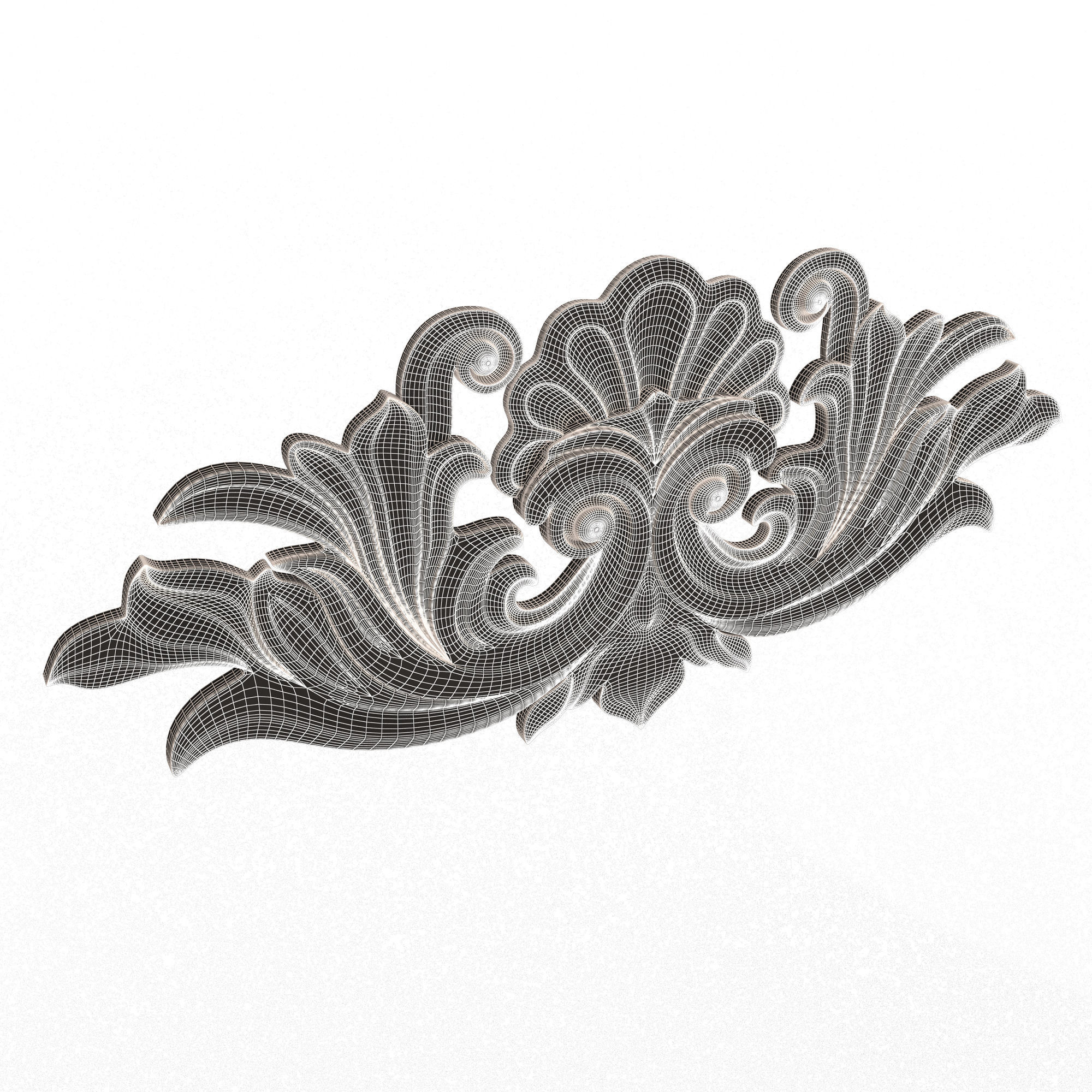 Carved Plaster Molding Decoration 024 Low-poly 3D model_7